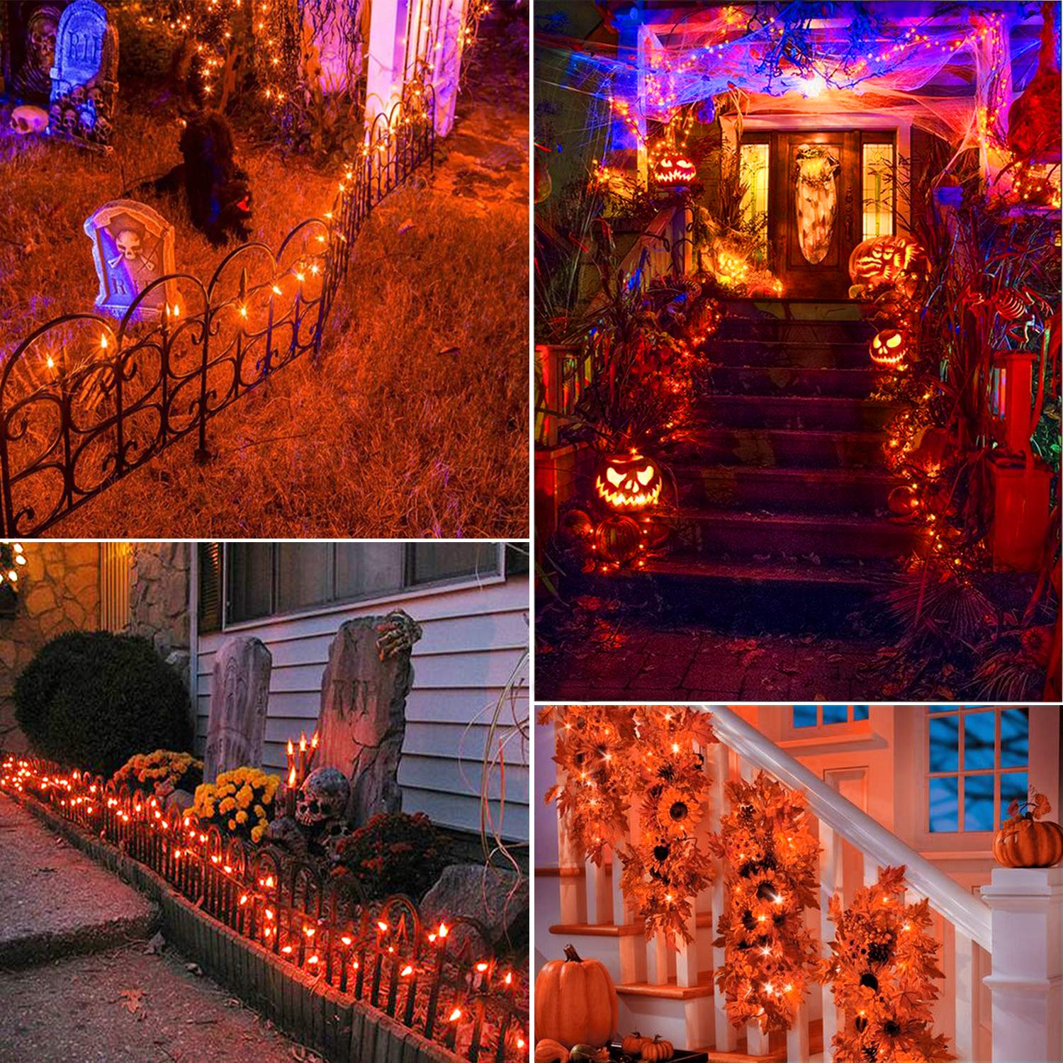 33ft 100 LED Orange Christmas String Lights - UL Certified 120V Waterproof Holiday Lights for Indoor & Outdoor Decor - Perfect for Christmas Trees, Halloween, Weddings, Parties, Patio & Home Decoration
