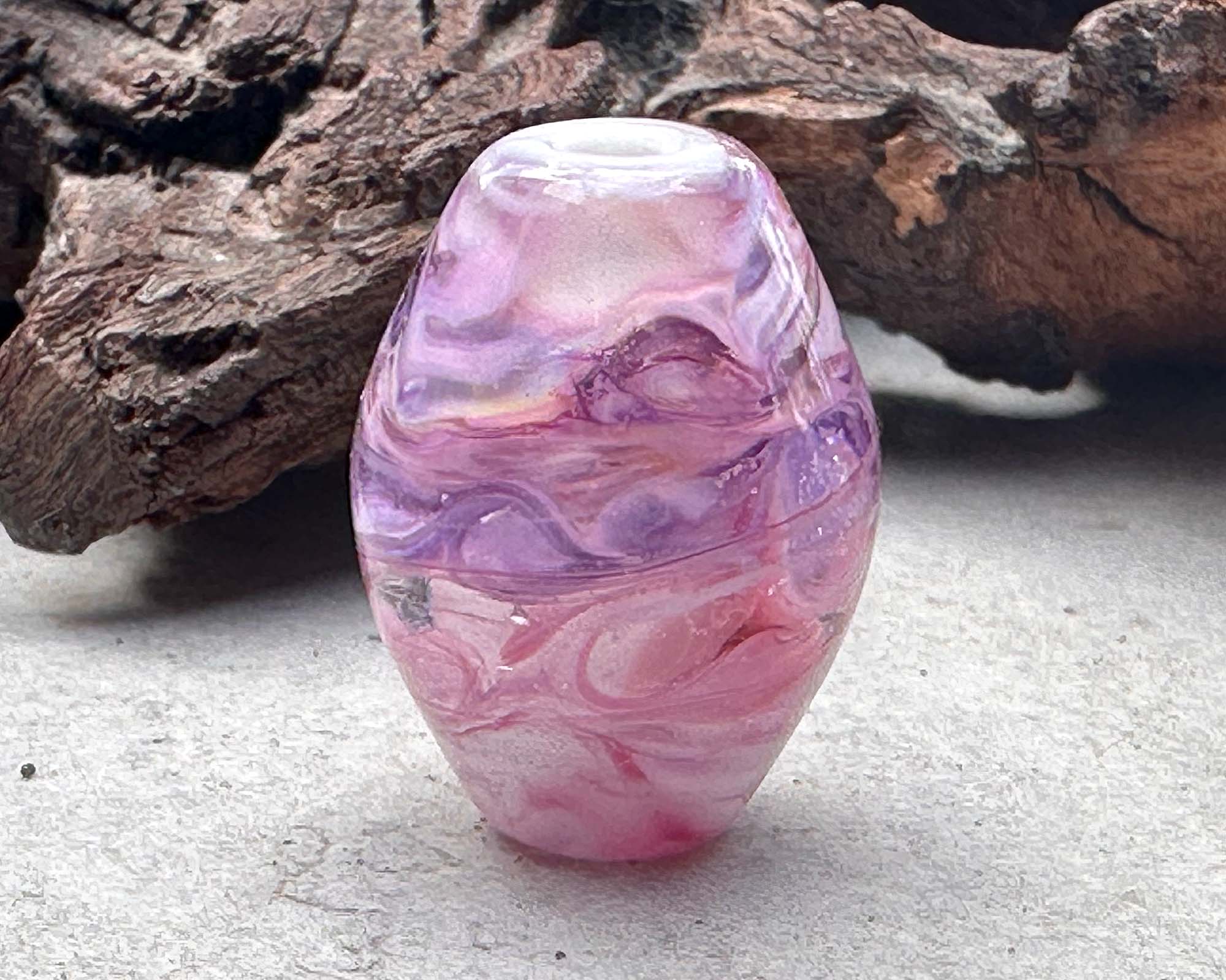 Handmade Purple and Pink Swirl Glass Focal Bead for Jewelry Making - Perfect for Necklaces, Bracelets, and DIY Craft Projects
