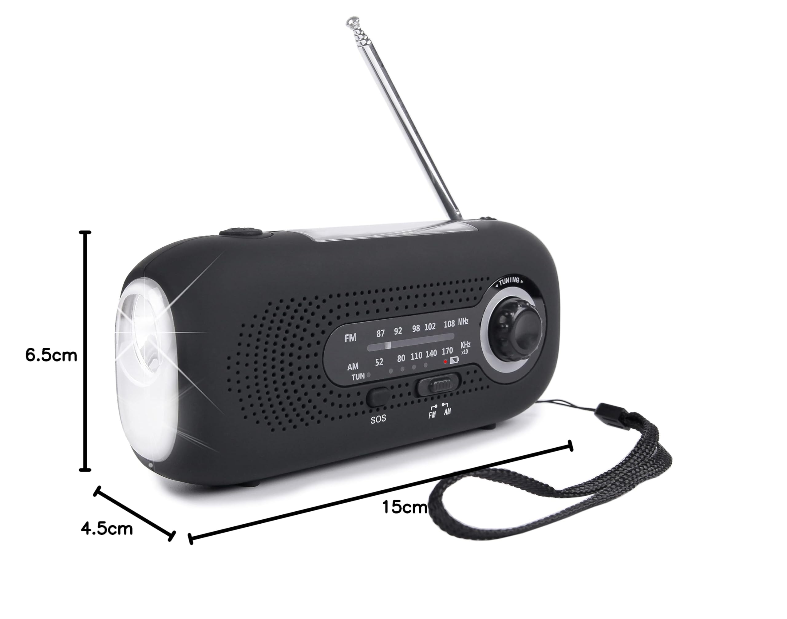 Solar & Hand Crank Emergency Radio - AM/FM/NOAA Weather Radio with 2000mAh Power Bank, LED Flashlight, SOS Alarm, USB Charging & Headphone Jack | Portable Survival Radio for Camping, Hiking, Power Outages & Emergency Preparedness