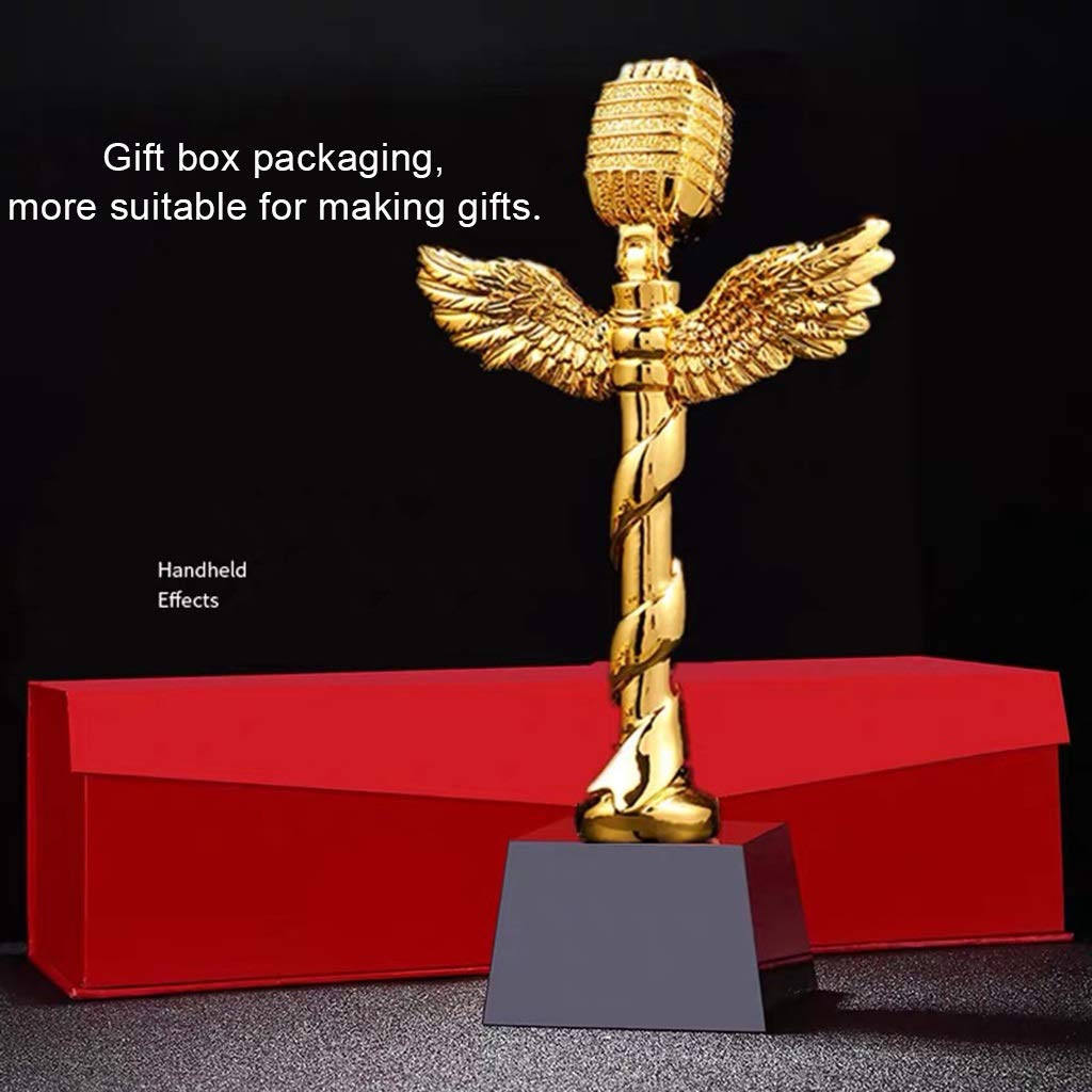 BOFANGSM Golden Microphone Trophy - Award for Music Competition, Host, Speech - Elegant Home & Office Decoration - Perfect for Events, Ceremonies, and Gift Giving