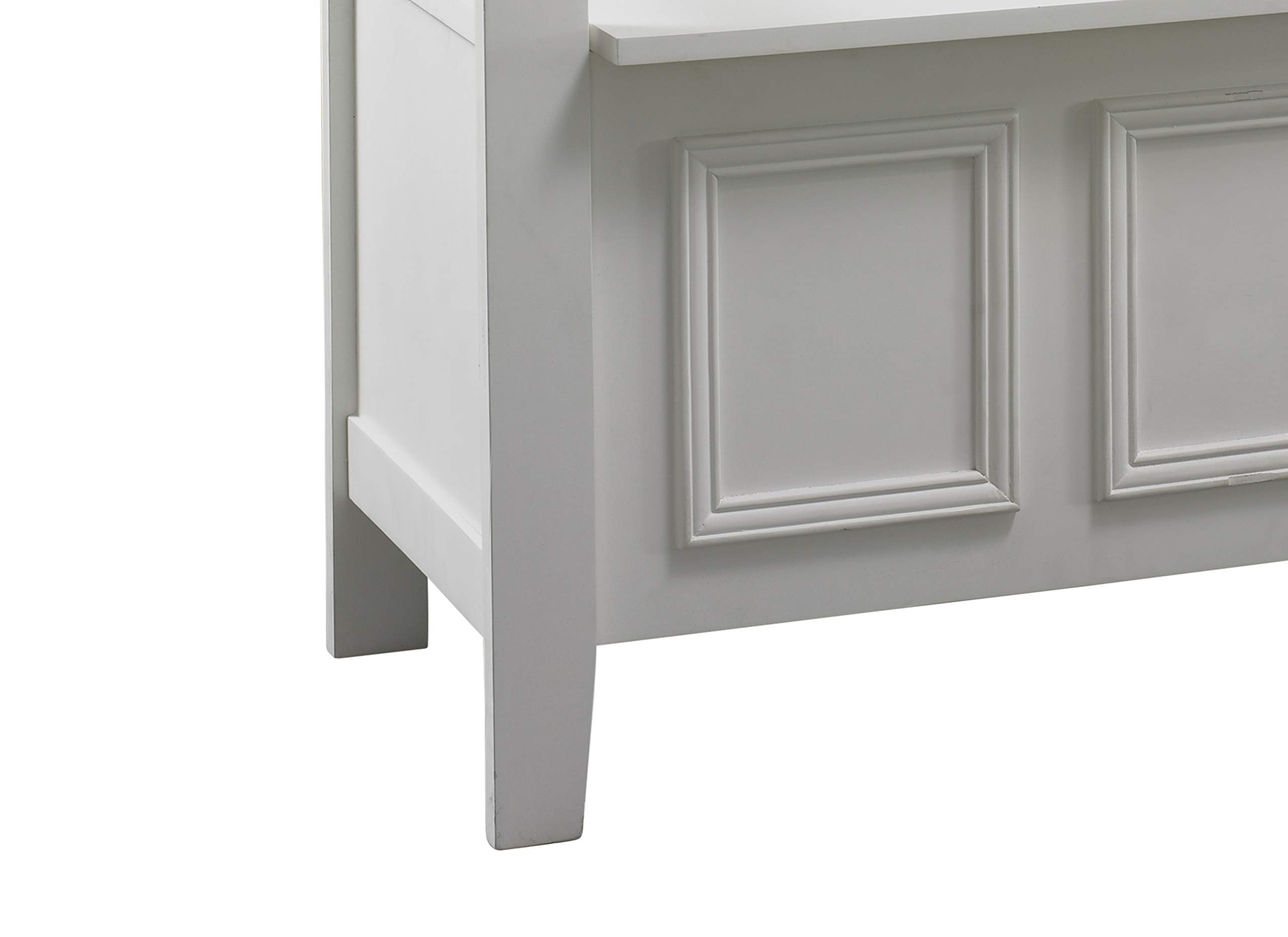 Benjara White Wooden Storage Bench with Flip Top Seat & Ladder Style Back - Entryway Organizer, Hallway Seating, Bedroom Storage Solution