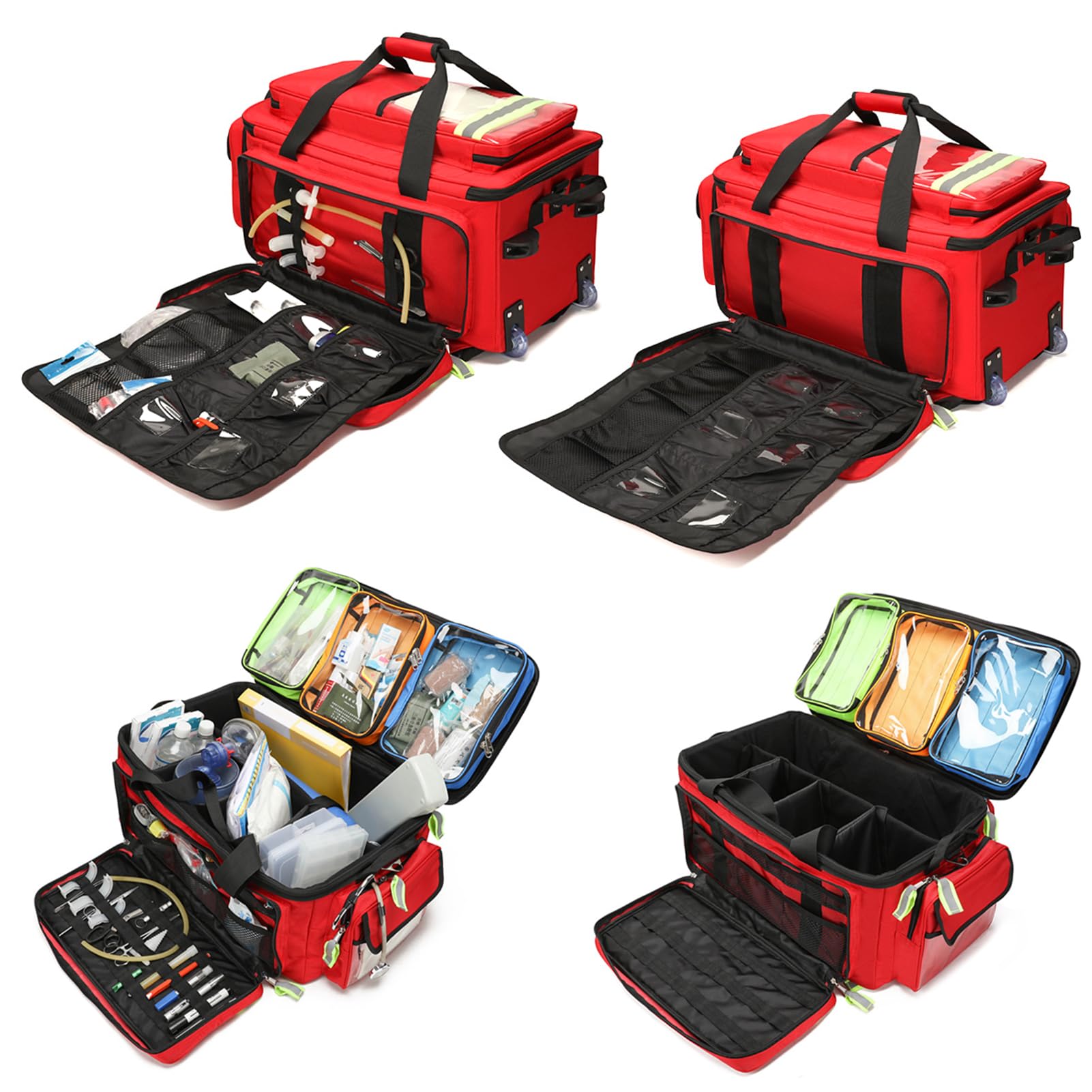 Rolling EMT Bag with Detachable Trolley - Emergency Medical Bag with Removable Dividers | First Aid Responder Empty Bag for EMTs, EMS, Doctors & Home Health Nurses (Blue) - Perfect for Emergency Response, Home Care & Medical Professionals