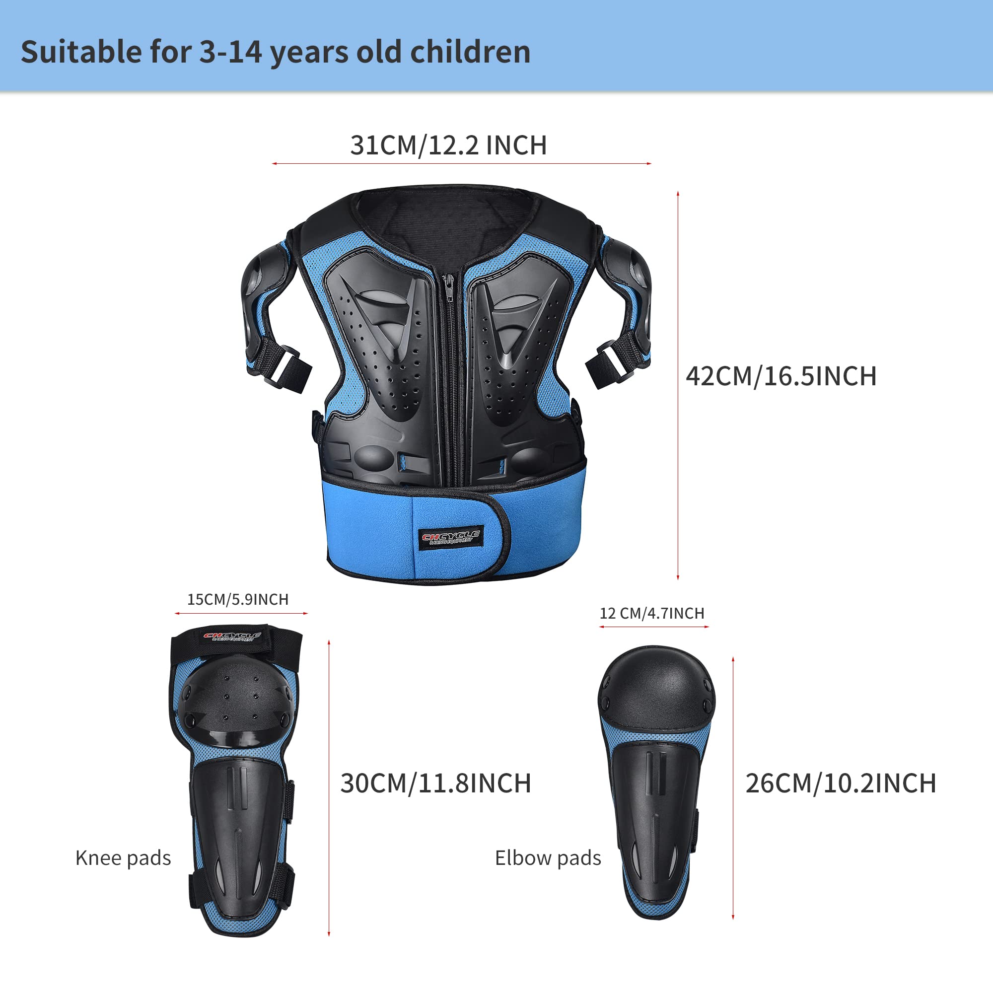 Kids Dirt Bike Gear Set - Motorcycle Armor Suit with Chest Protector & Elbow/Knee Pads for Motocross, BMX & Cycling | Youth Protective Equipment for Off-Road Riding & Bike Safety