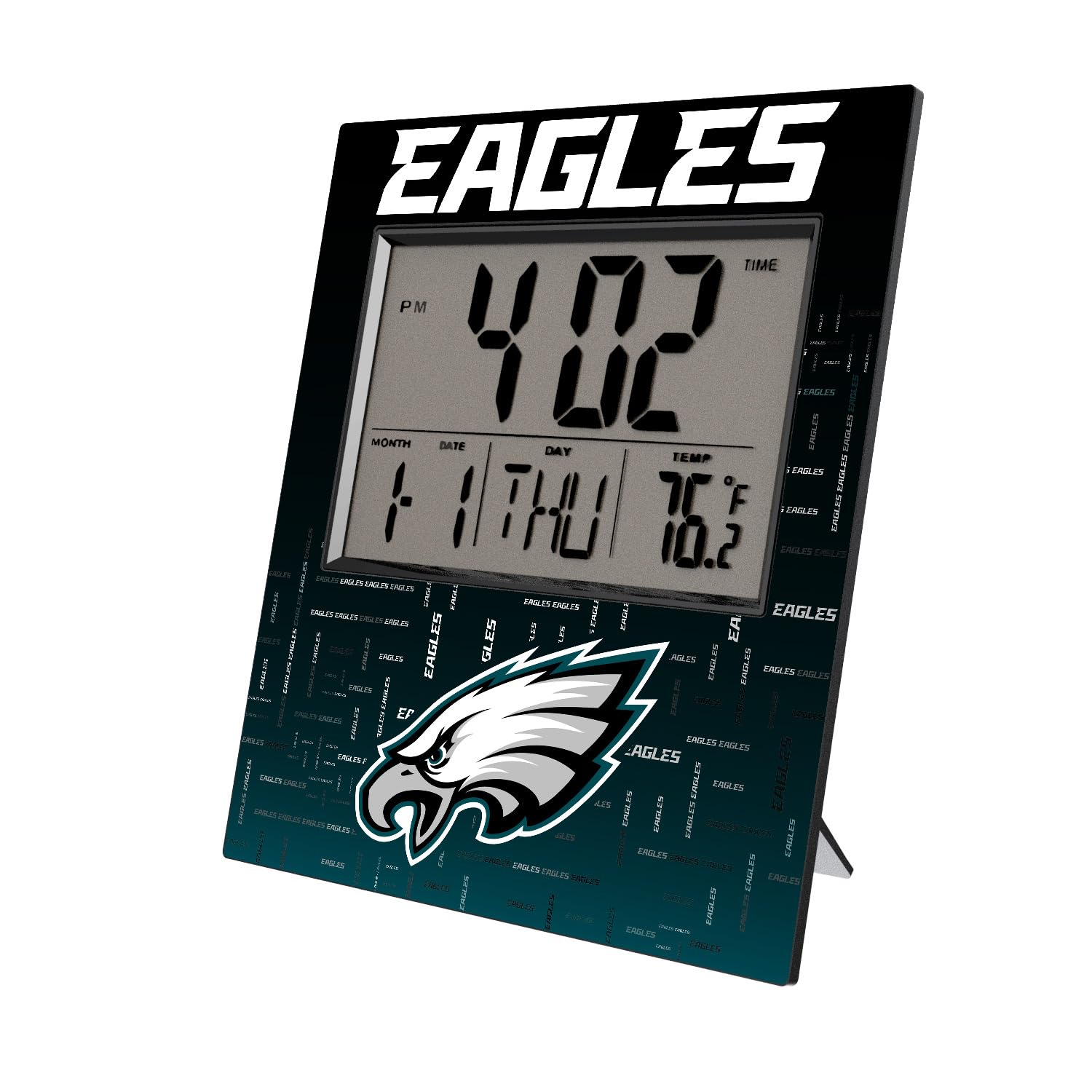 Philadelphia Eagles Digital Alarm Clock with LED Display - NFL Team Logo Desk Clock for Office, Home, Bedroom - Perfect Gift for Eagles Fans & Football Enthusiasts