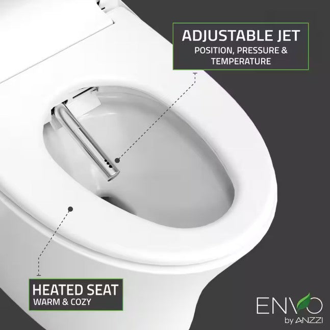 Anzzi TL ST823WH Envo Vail Smart Bidet Toilet - 1.28 GPF Elongated Bowl with Remote Control, Heated Seat & Warm Water Wash - Perfect for Modern Bathrooms & Luxury Homes