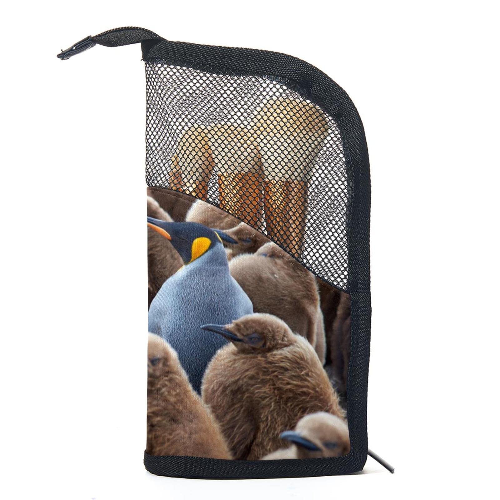 Portable Makeup Brush Organizer Bag with 12 Slots - Cute Penguin Design Cosmetic Brush Holder Case for Travel & Home Storage