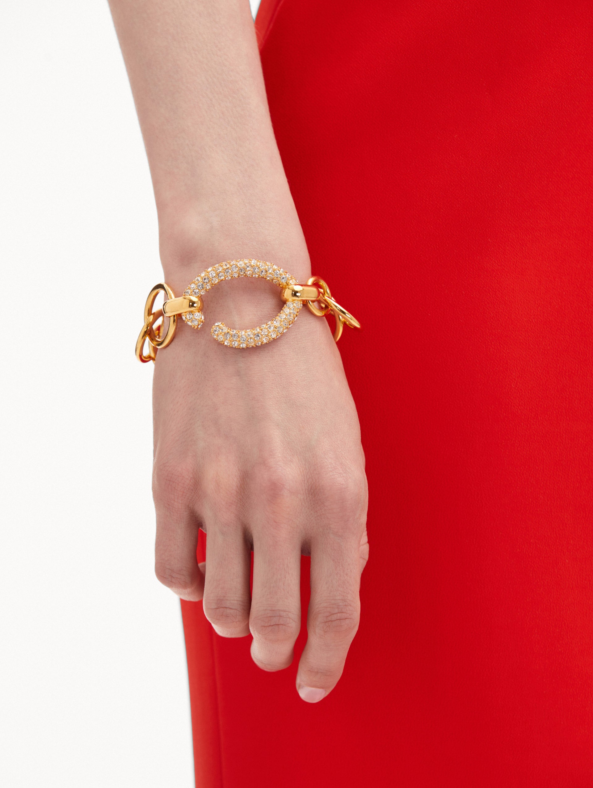 Pavé O Chain Link Bracelet for Women - Sparkling Cubic Zirconia Gold Plated Bangle - Elegant Jewelry Gift for Birthday, Anniversary & Special Occasions