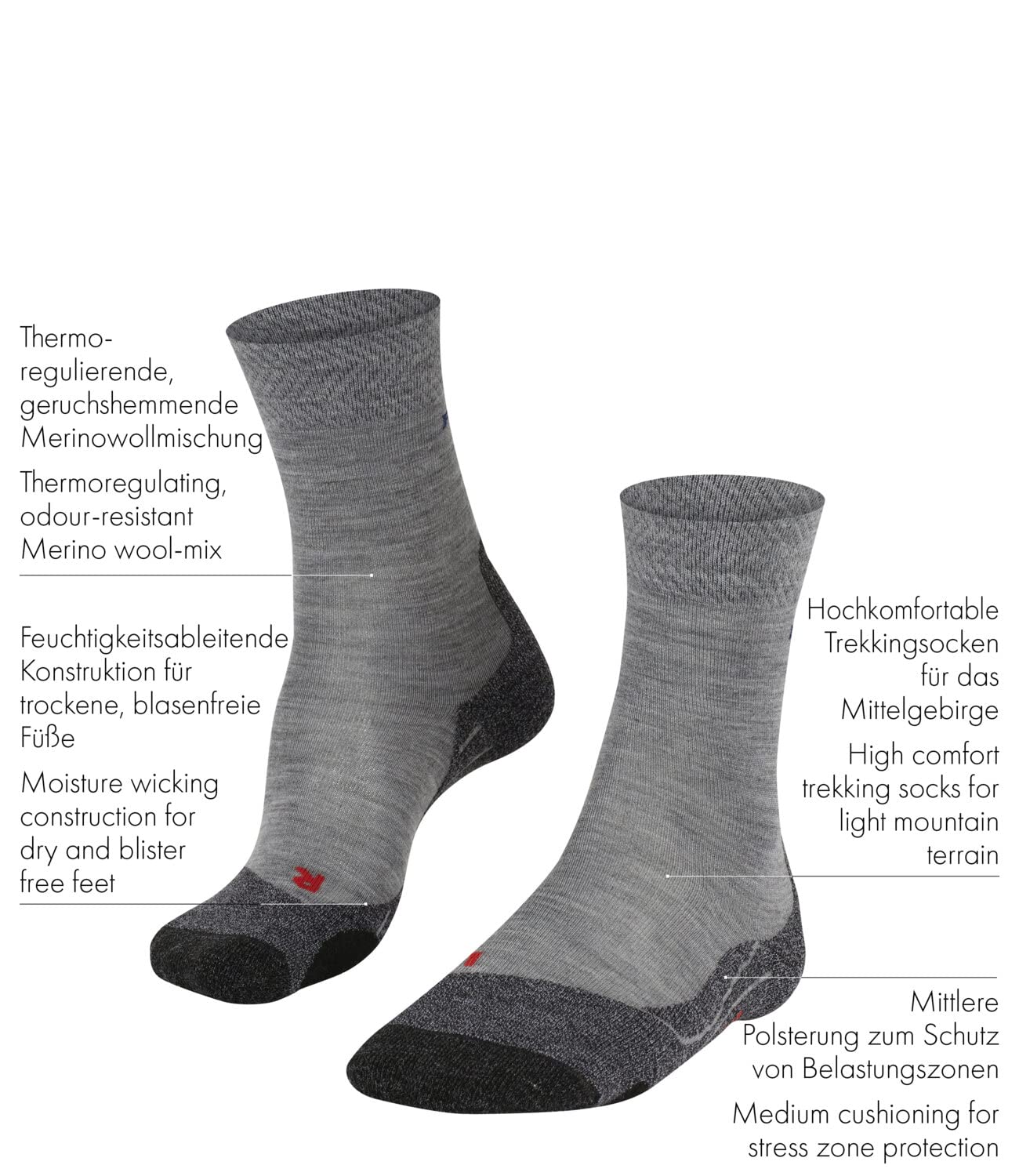 FALKE Men's Trekking 2 Melange Hiking Socks - Ivy Green for Outdoor Adventures & Mountain Climbing
