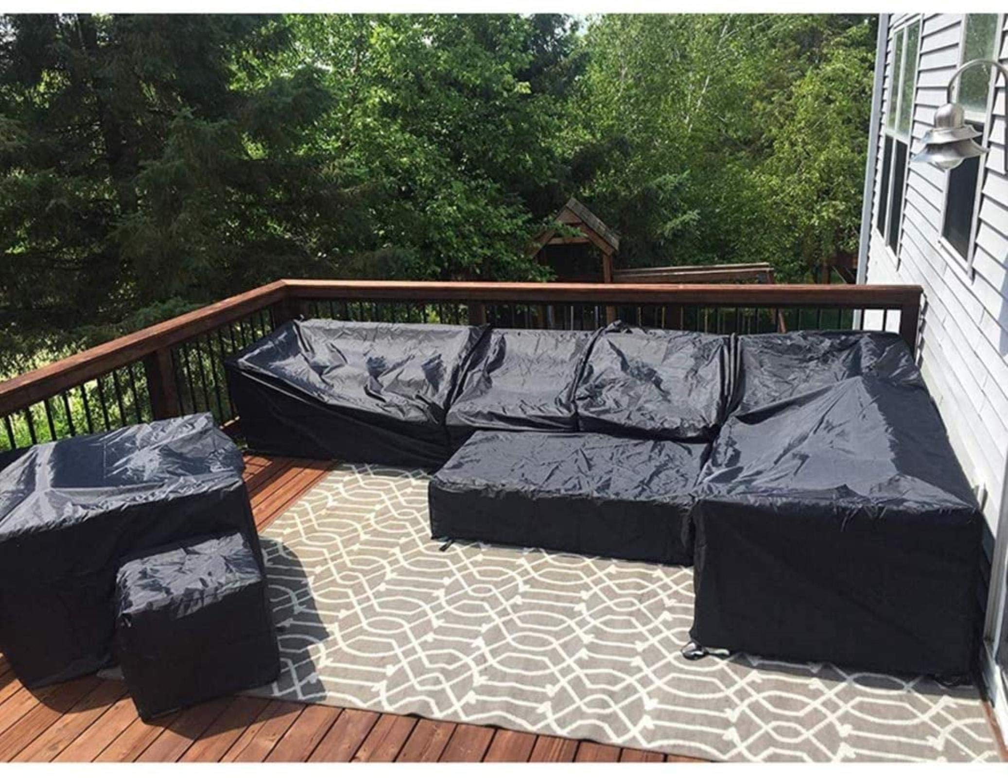 **180×120×70cm Waterproof Garden Furniture Cover - Heavy Duty Patio Table Protector for Rattan & Outdoor Sets, Dustproof & Customizable Black Tarpaulin - Perfect for All-Weather Protection & Storage**