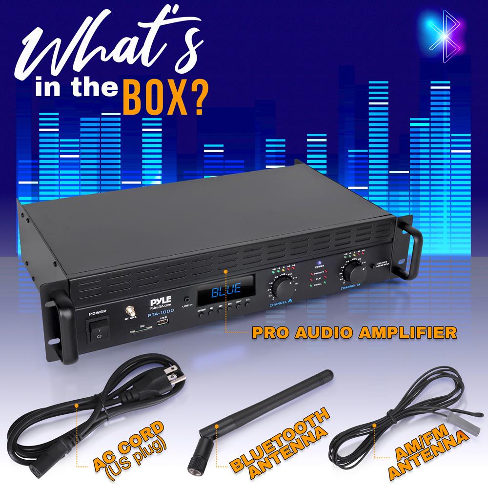 2 Channel Bluetooth Pro Audio Amplifier - High Power Stereo Receiver for Home Theater, DJ, and Live Sound Systems