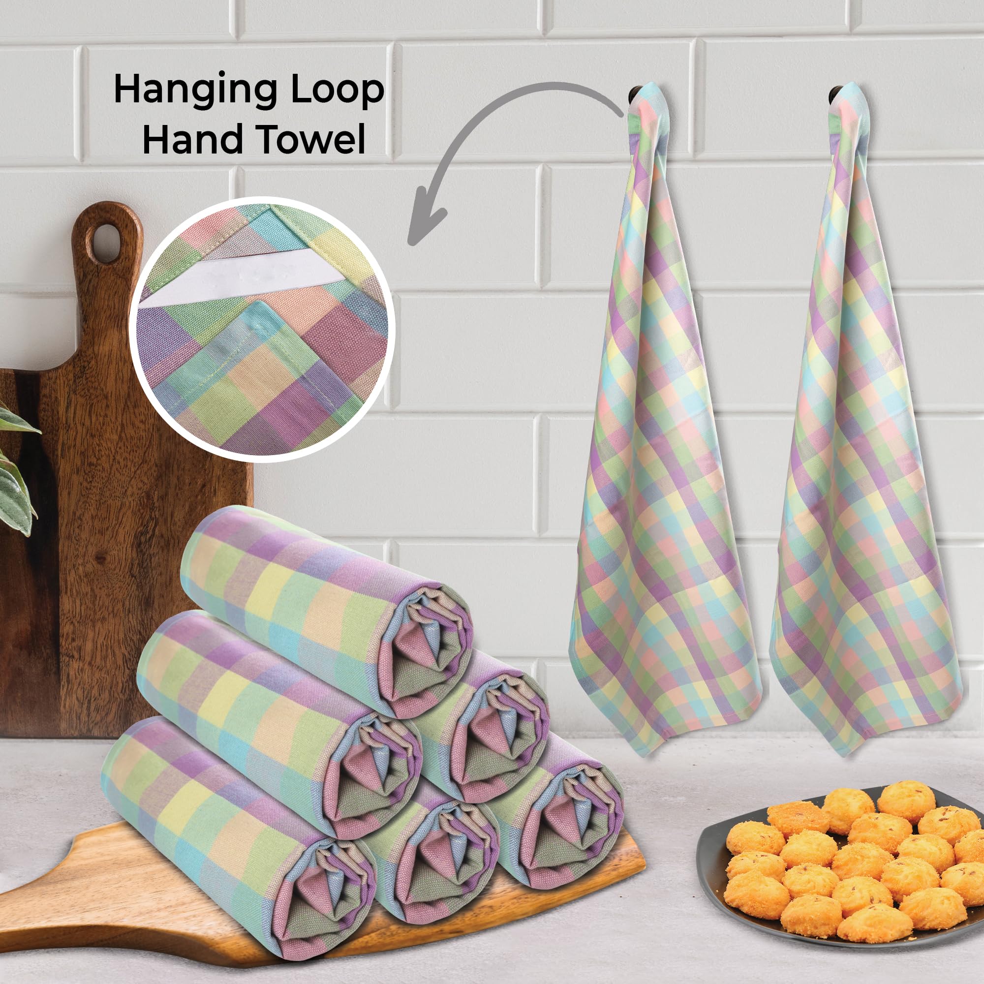 Urban Villa 6-Pack Buffalo Check Easter Kitchen Towels 20”X30” 100% Cotton Highly Absorbent Premium Soft Mitered Corner Towels for Holiday Decor and Daily Use