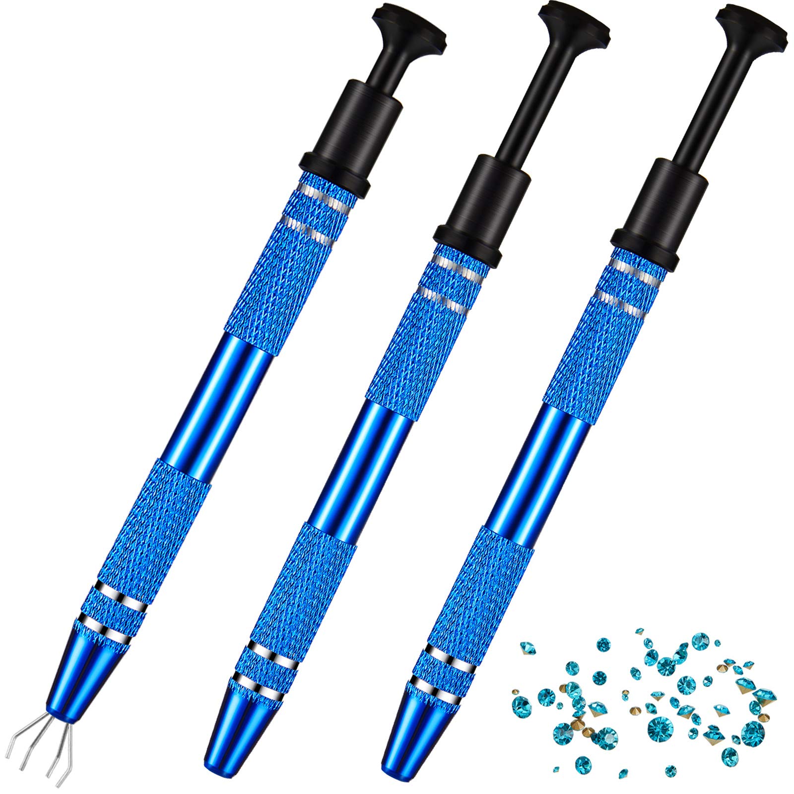 4-Prong Diamond Claw Tweezers Set (3-Piece) - Precision Pickup Tool for IC Chips, Gems, Jewelry Making & Small Parts - Ideal for Electronics Repair, Watchmaking & Nail Art Accessories