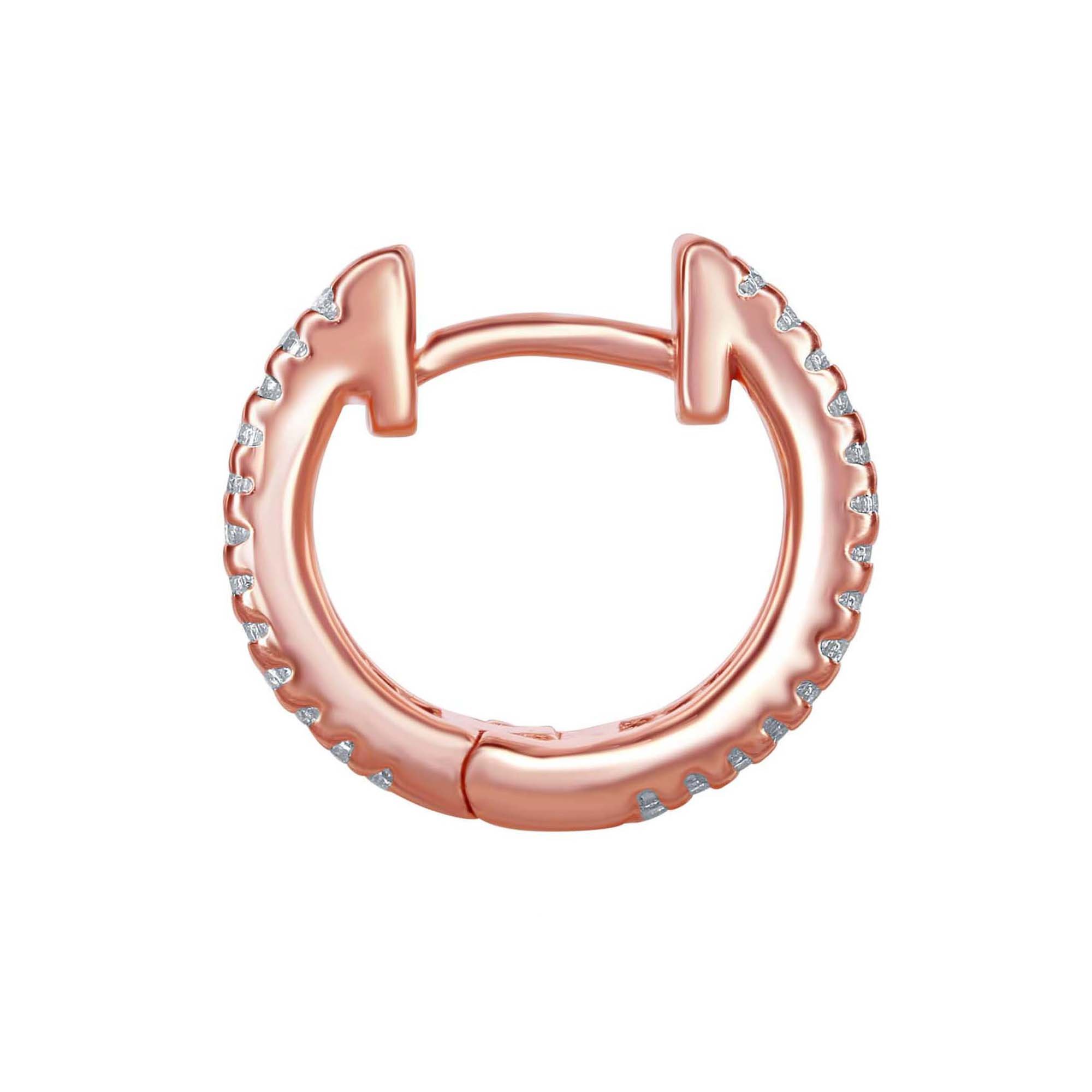 Sterling Silver or Rose Gold Plated Small Hoop Earrings with Baguette Cut Cubic Zirconia - Elegant Everyday Jewelry for Women, Perfect for Office, Date Night & Special Occasions