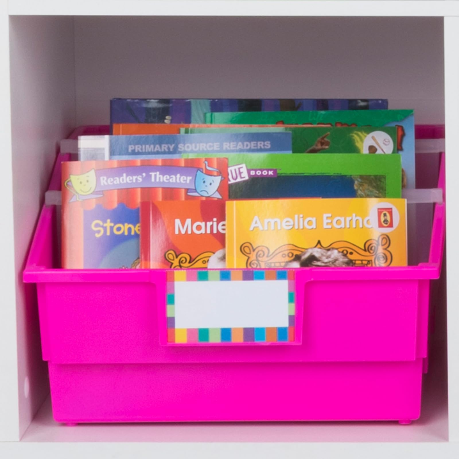 Really Good Stuff Picture Book Bins - Neon Pop - Set of 6 Book Storage Organizers for Classroom, Library & Kids Room Organization