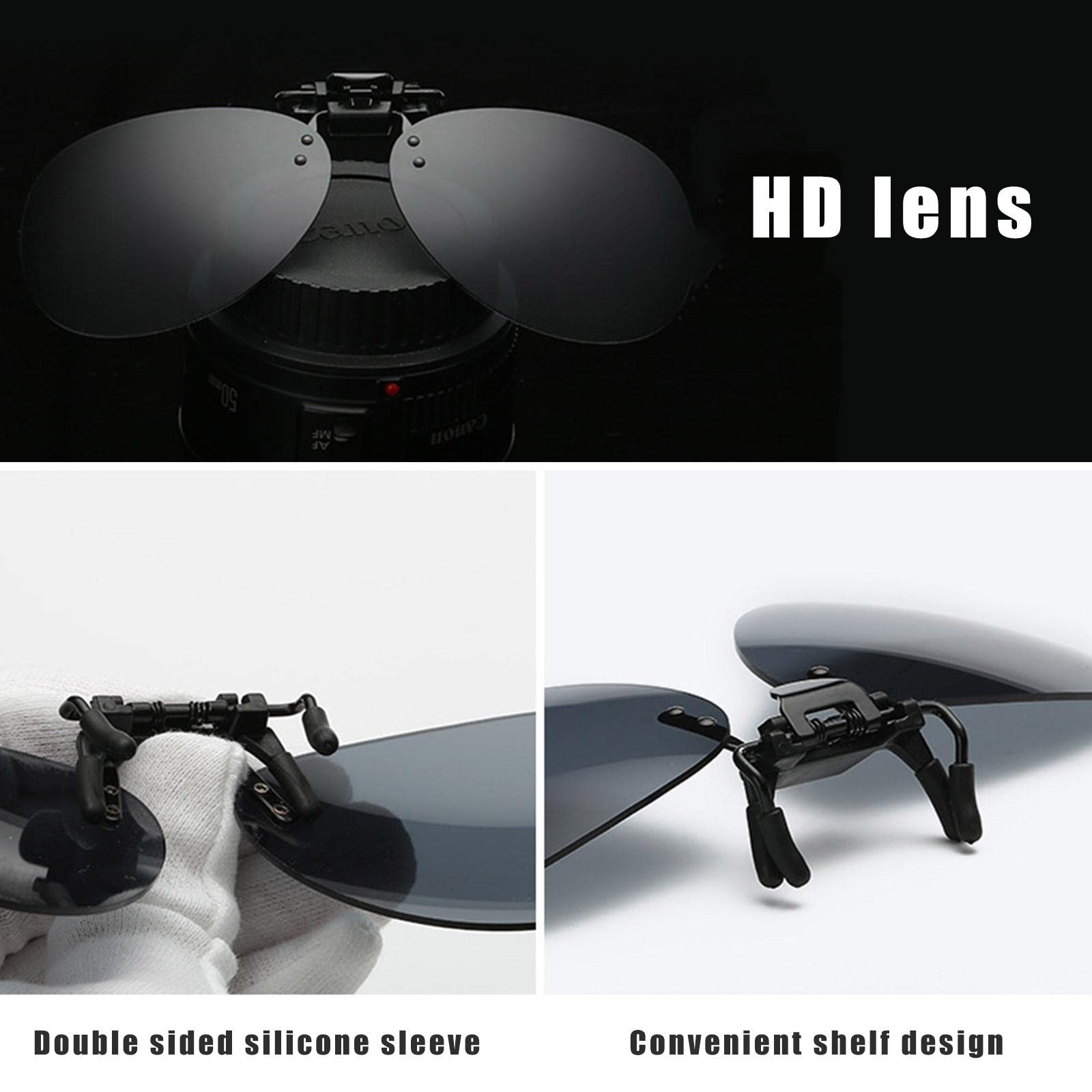 Polarized Clip-On Flip-Up Sunglasses for Men & Women - Over Prescription & Reading Glasses, Rimless UV Protection - Perfect for Driving, Outdoor Activities & Daily Use