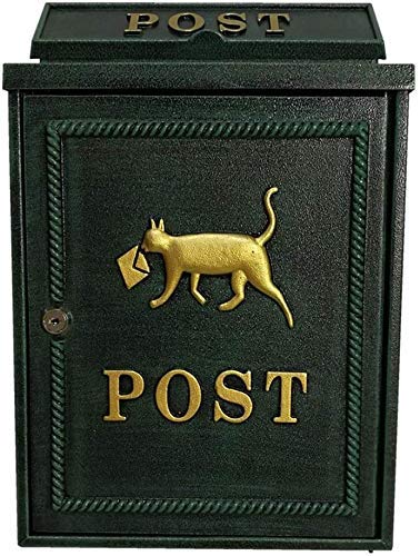 Antique European Style Lockable Wall Mount Mailbox - Aluminum Alloy Parcel Drop Box for Community & Villa (Green) | Secure Mail Delivery Solution for Homes & Apartments
