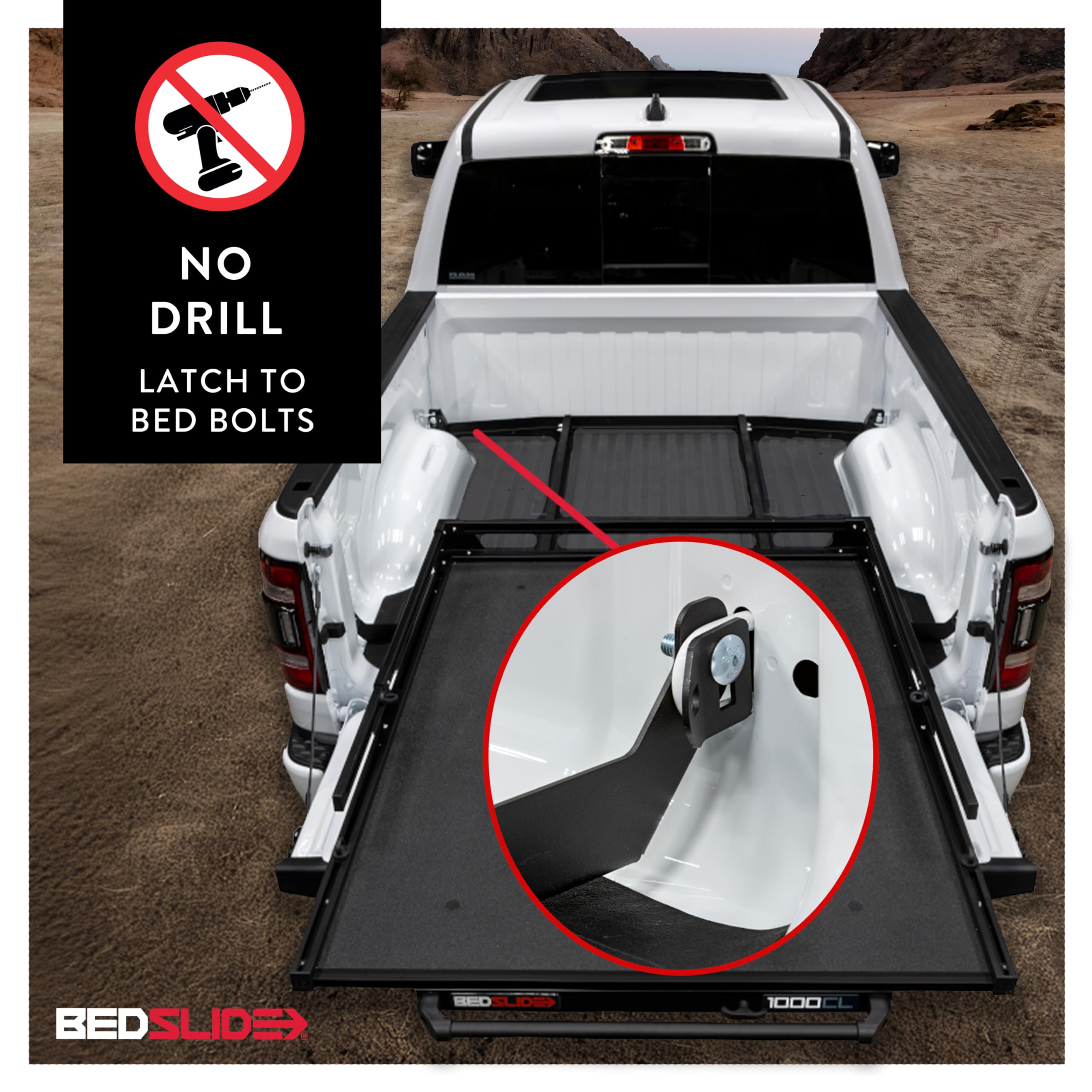 Bedslide No-Drill Truck Bed Brackets - Universal Truck Bed Organizer for Chevy Silverado & GMC Sierra (2019-2024) | 5'9