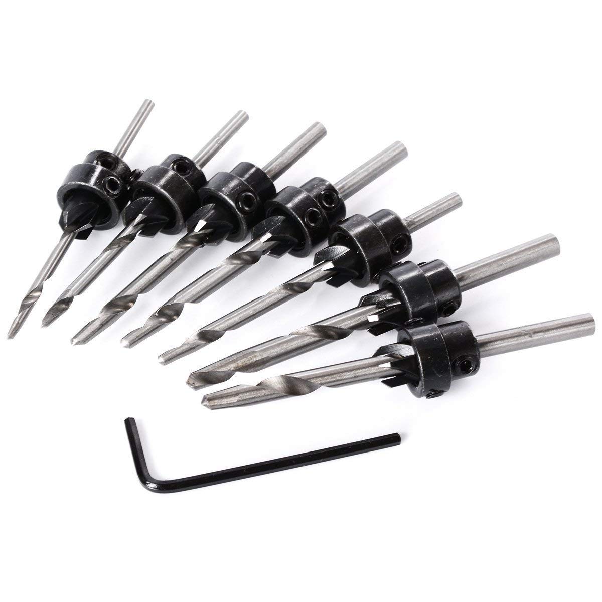 22-Piece Countersink Drill Bit Set with Adjustable Depth Stop Collars - Counterbore Drill Bits for Woodworking, Metal & DIY Projects - Perfect for Cabinet Making, Furniture Assembly & Screw Installation