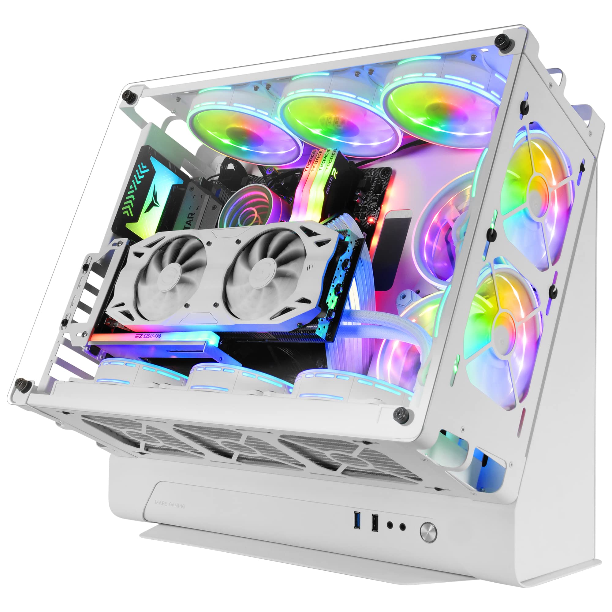 Mars Gaming MCB White - Premium ATX XL PC Gaming Case with Modular Dual Chamber Design | High Airflow for Gaming & Streaming Setup | Perfect for Custom RGB Builds & Workstations