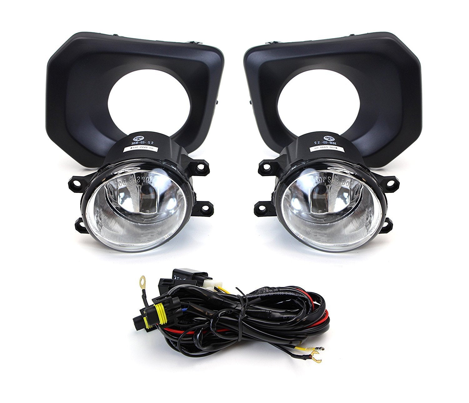 Clear Lens Fog Light Kit with Bezel Covers & Wiring for 2016+ Toyota Tacoma - Complete Installation Set for Off-Road Driving and Night Visibility