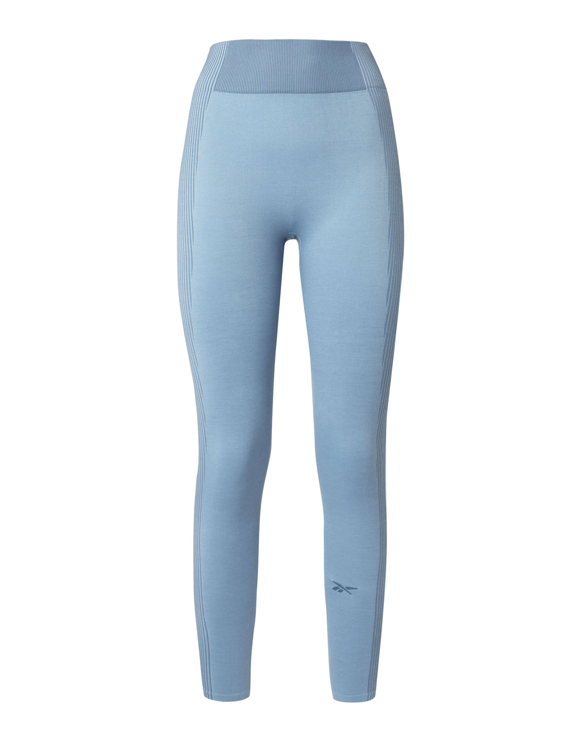 RBK Lab High Waist Seamless 7/8 Yoga Leggings for Women - Moisture Wicking Workout Pants in Upgrade Blue - Perfect for Gym, Running & Lounge Wear