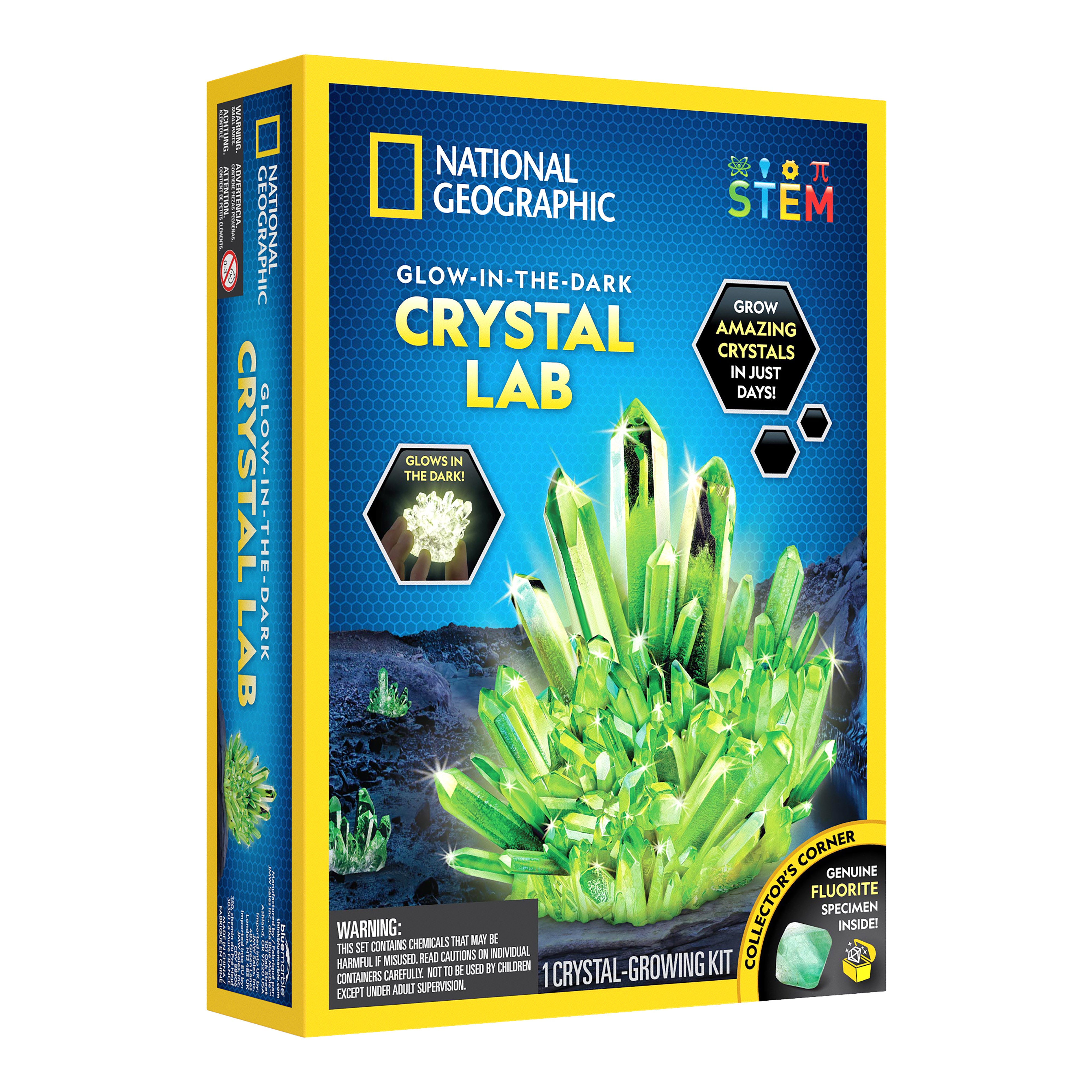 National Geographic Glow in The Dark Crystal Growing Kit - STEM Science Experiment for Kids, DIY Educational Chemistry Lab - Perfect for Birthday Gifts & Classroom Activities