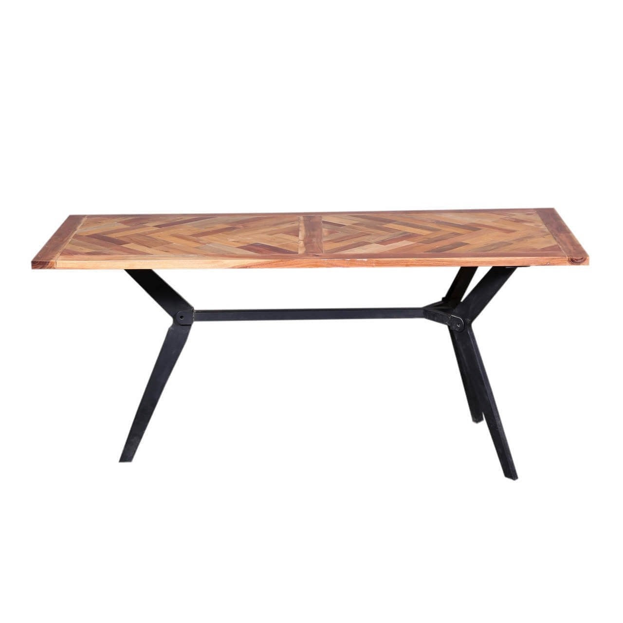 Rustic Reclaimed Wood Dining Table with Iron Base - Farmhouse Style Kitchen Table for Dining Room, Kitchen, or Outdoor Patio