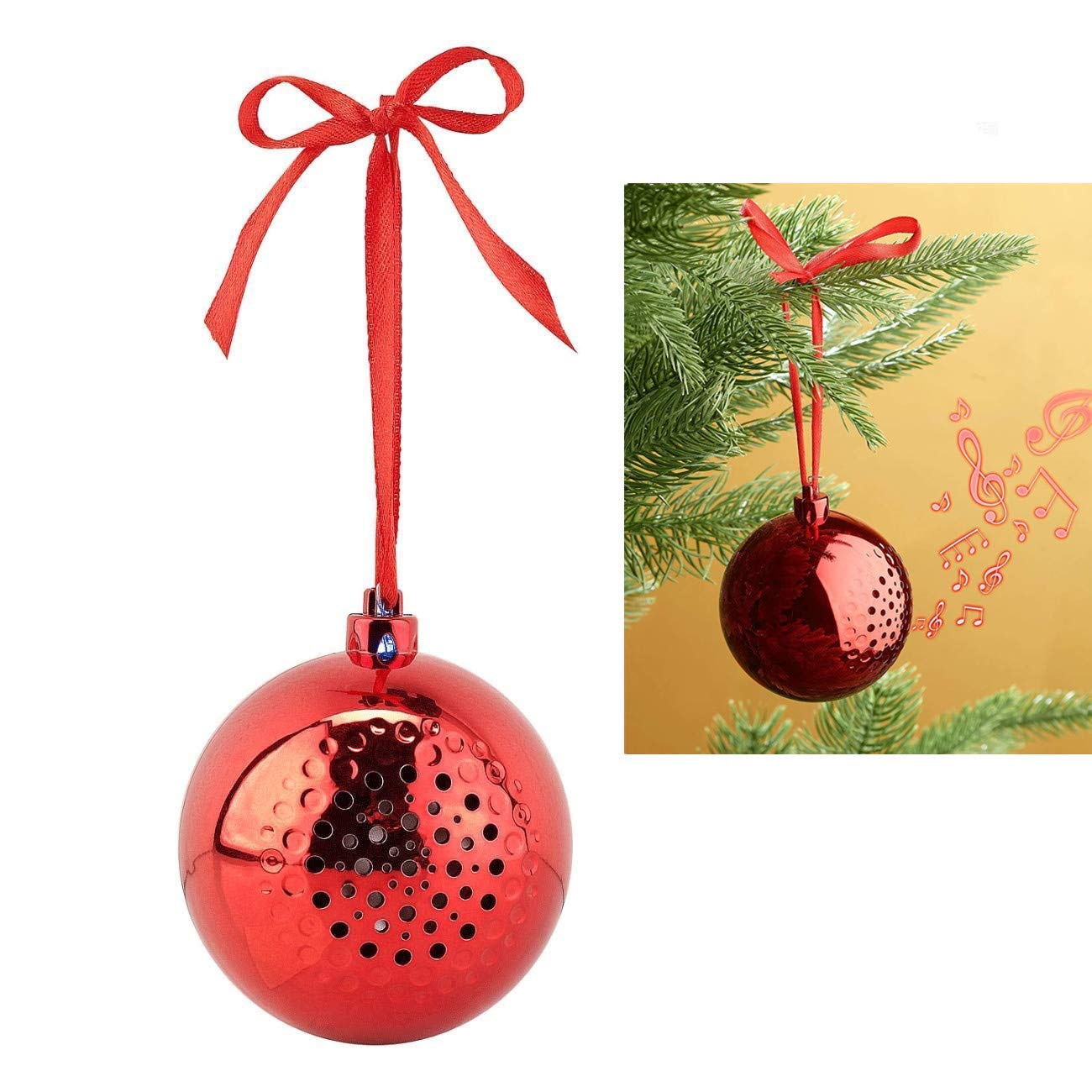 YYGIFT Christmas Bluetooth Speaker - Portable Wireless Music Ball with LED Lights, Perfect Holiday Tree Ornament Gift for Family & Friends | Indoor/Outdoor Party, Home Decor, Festive Celebration