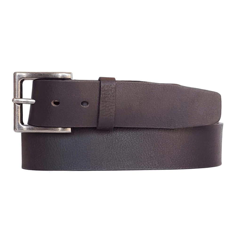 Premium Full Grain Leather Belt for Men - Classic Brown Handcrafted Designer Belt, Durable & Stylish Casual Wear (Size 46, Dark Brown) | Perfect for Office, Date Night & Everyday Use