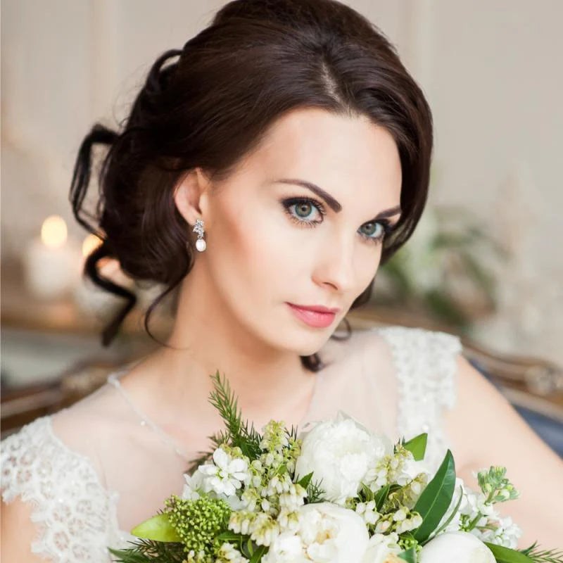 Ivory & Pink Pearl Drop Wedding Earrings for Brides – Elegant Bridal Jewelry for Ceremony & Reception