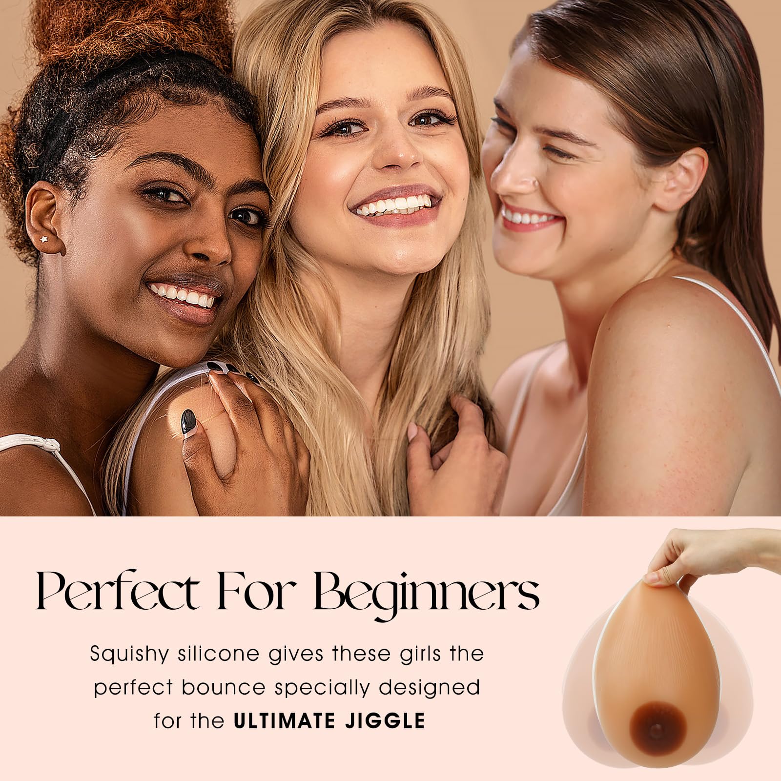 Vollence Silicone Breast Forms - Natural Looking Fake Boobs for Mastectomy, Transgender & Crossdressing - Comfortable Prosthesis for Daily Wear, Swimming & Special Occasions