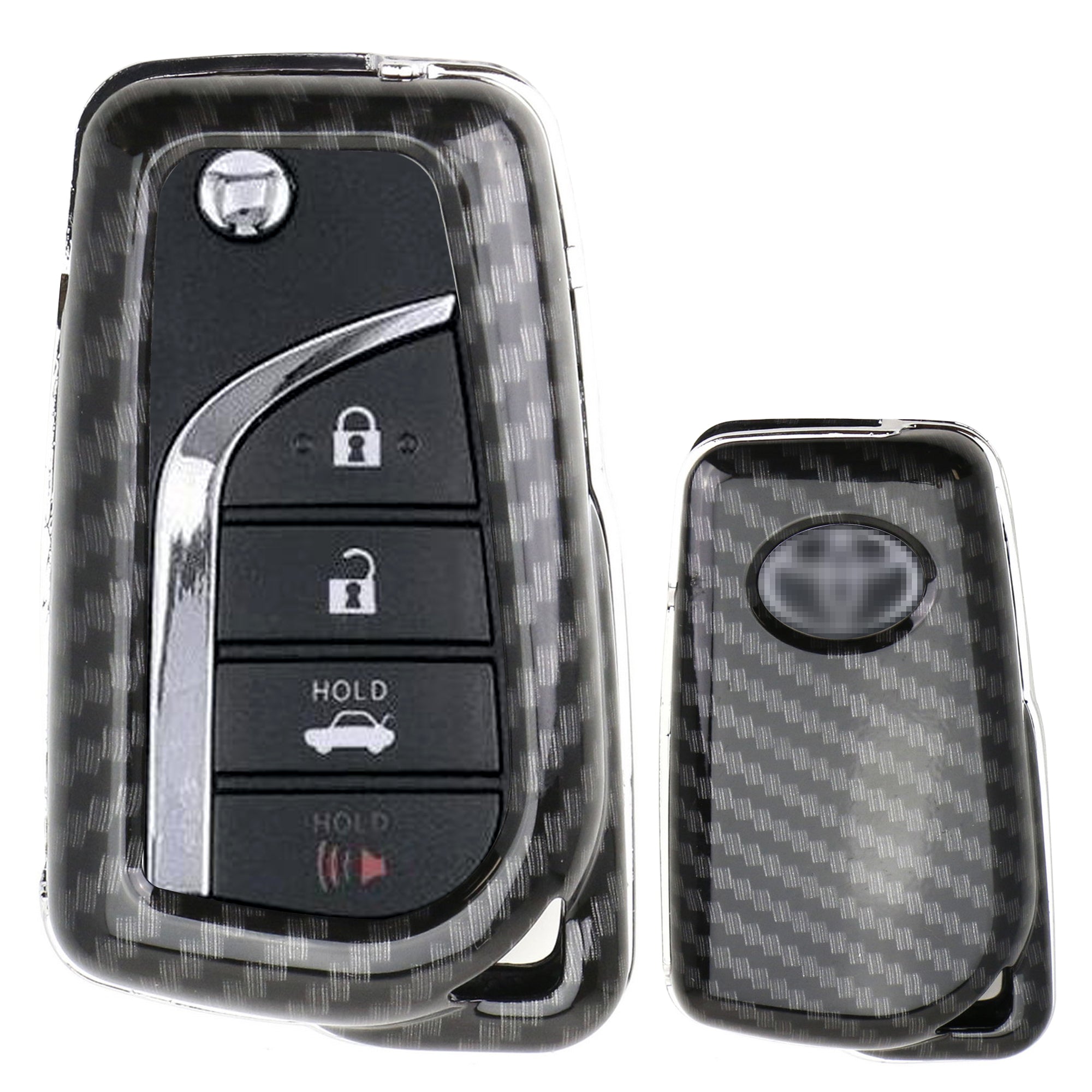 Black Carbon Fiber Key Fob Cover for 2018-2023 Toyota Camry - Flip Blade Key Shell Replacement - Premium Protection & Style Upgrade for Car Keys