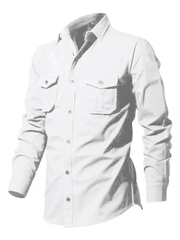 Multi Pocket Men's Casual Shirt - Comfortable Stylish Button Down Shirt for Outdoor Work & Travel