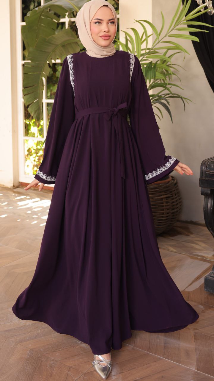 Elegant Nila Long Abaya Dress with Long Sleeves - Modest Muslim Women's Prayer Dress for Home & Mosque Wear