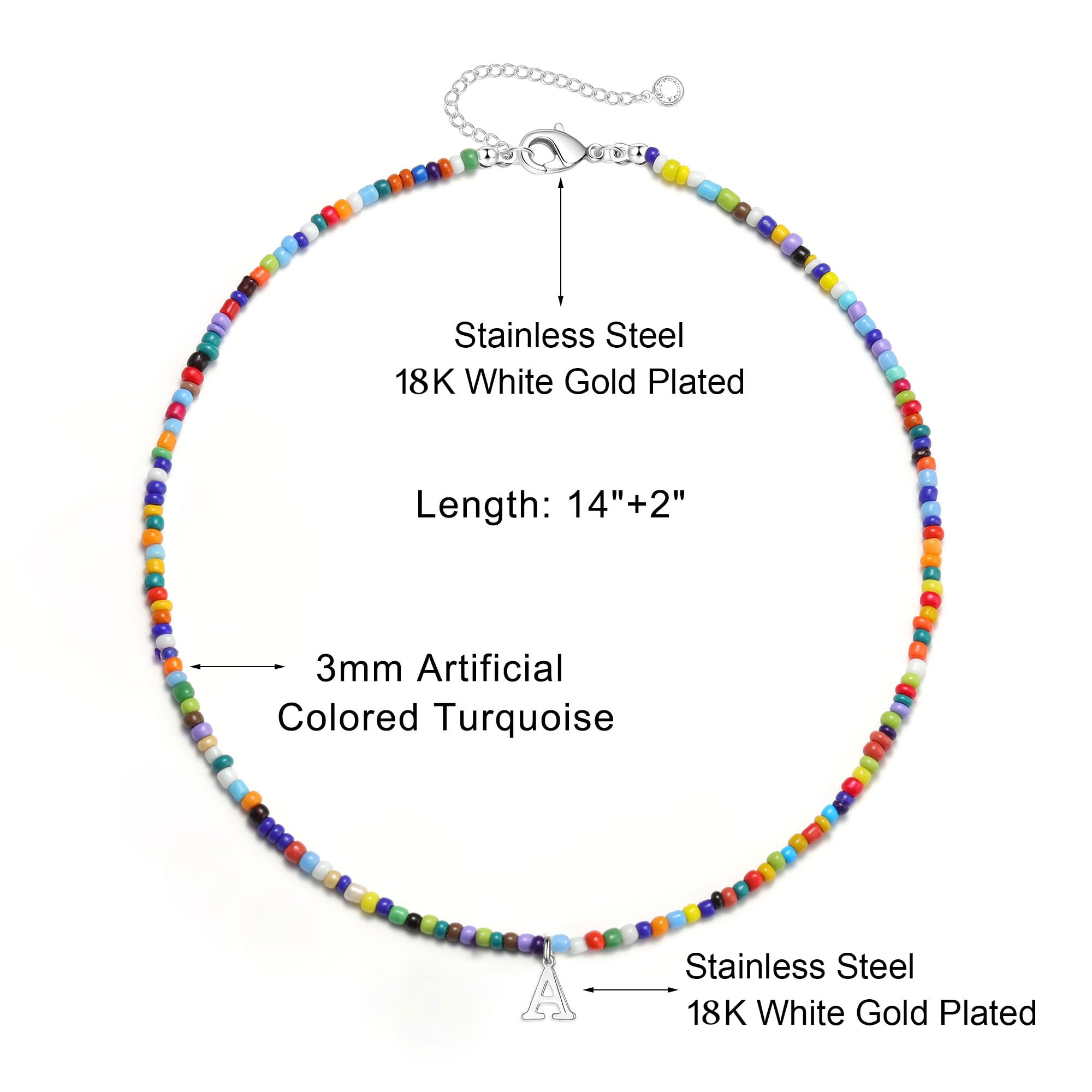 Personalized Initial Letter Necklace for Women & Girls - Trendy Beaded Choker Jewelry with Colorful Beads, Perfect for Easter, Birthday Gifts & Everyday Wear