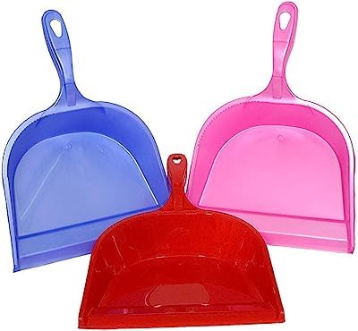 Plastic Dustpan and Broom Set for Home, Kitchen & Office Cleaning - Heavy Duty Dust Collector Pan with Long Handle (Pack of 1) - Perfect for Hardwood Floors, Tile & Pet Hair Cleanup