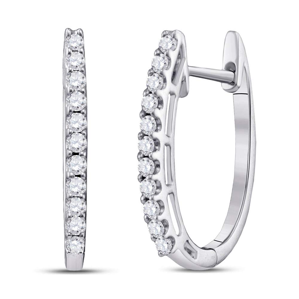 14K White Gold Women's Round Diamond Hoop Earrings 1/4 CTTW - Perfect for Weddings, Parties & Everyday Elegance