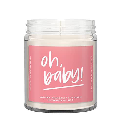 Pink Scented Soy Coconut Wax Candle - Non-Toxic, Made in USA | Perfect for Baby Showers & New Parents | West Clay Company | Home Decor, Nursery Gift, Relaxation