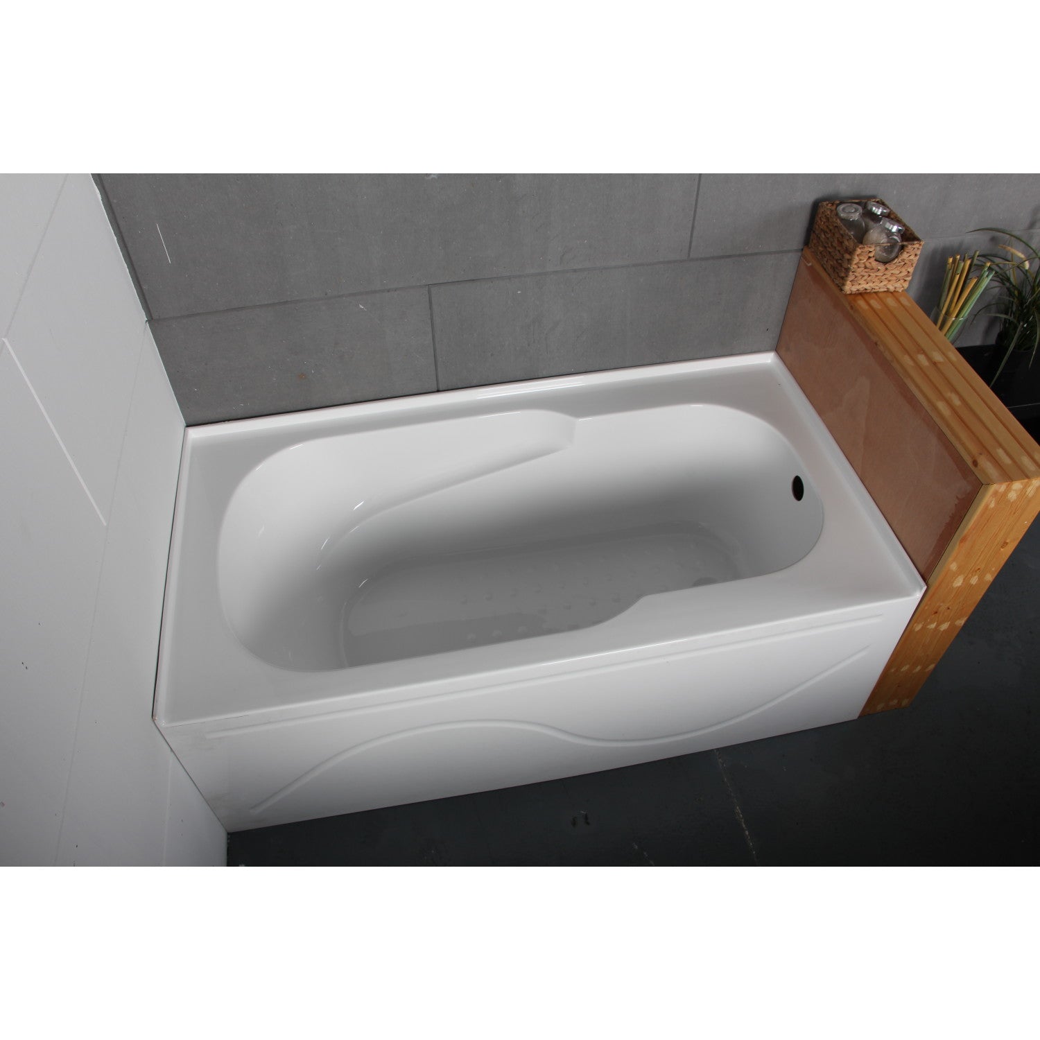 Aqua Eden VTAP603216R 60 Inch Acrylic Rectangular 3-Wall Alcove Bathtub with Anti-Slip Surface & Right-Hand Drain - Glossy White - Perfect for Modern Bathrooms & Spa-Like Retreats