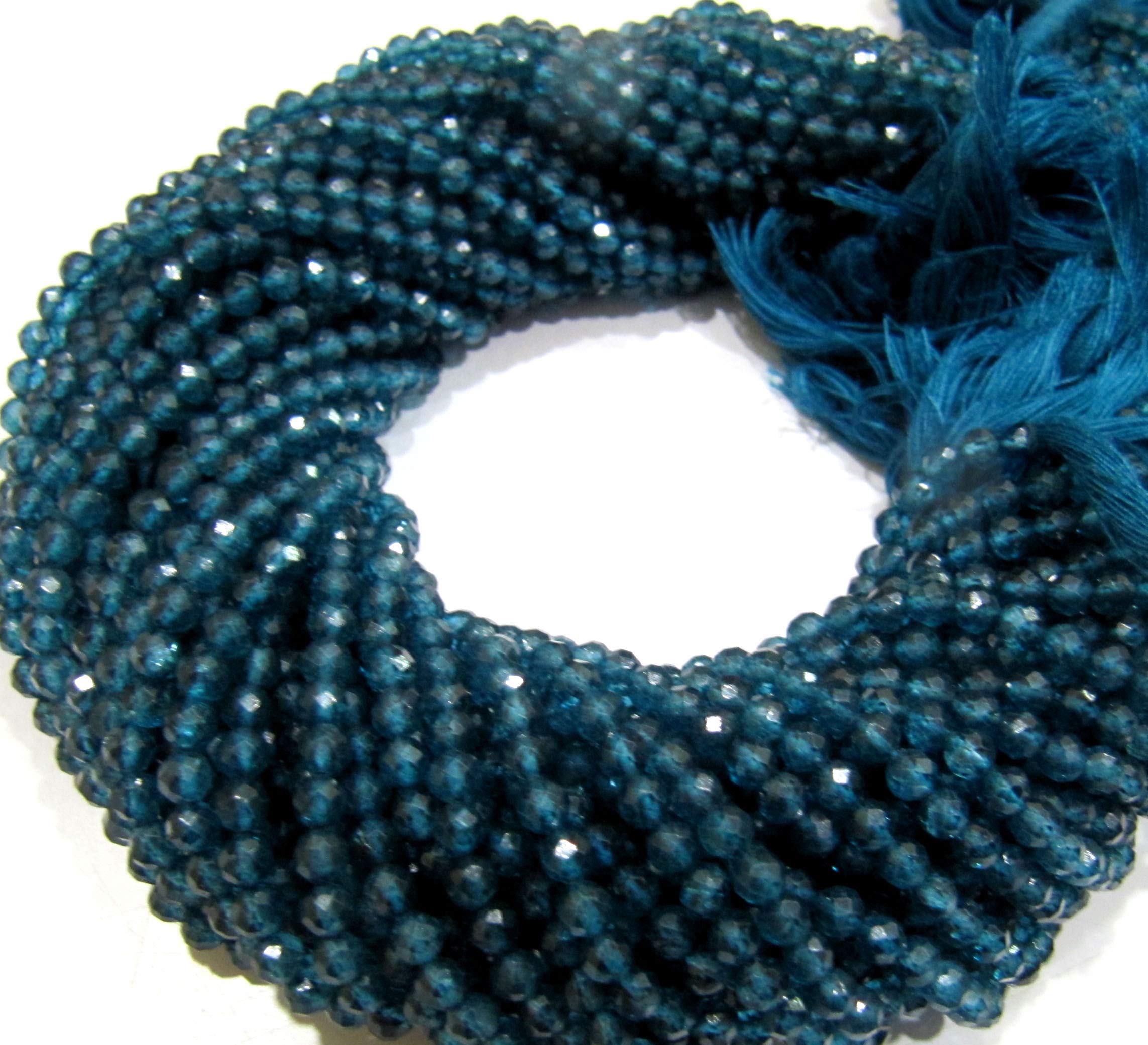 AAA Quality Natural London Blue Topaz 4mm Round Faceted Beads - 13 Inch Strand for Jewelry Making | DIY Necklace, Bracelet & Earrings | Premium Gemstone Beads for Crafting