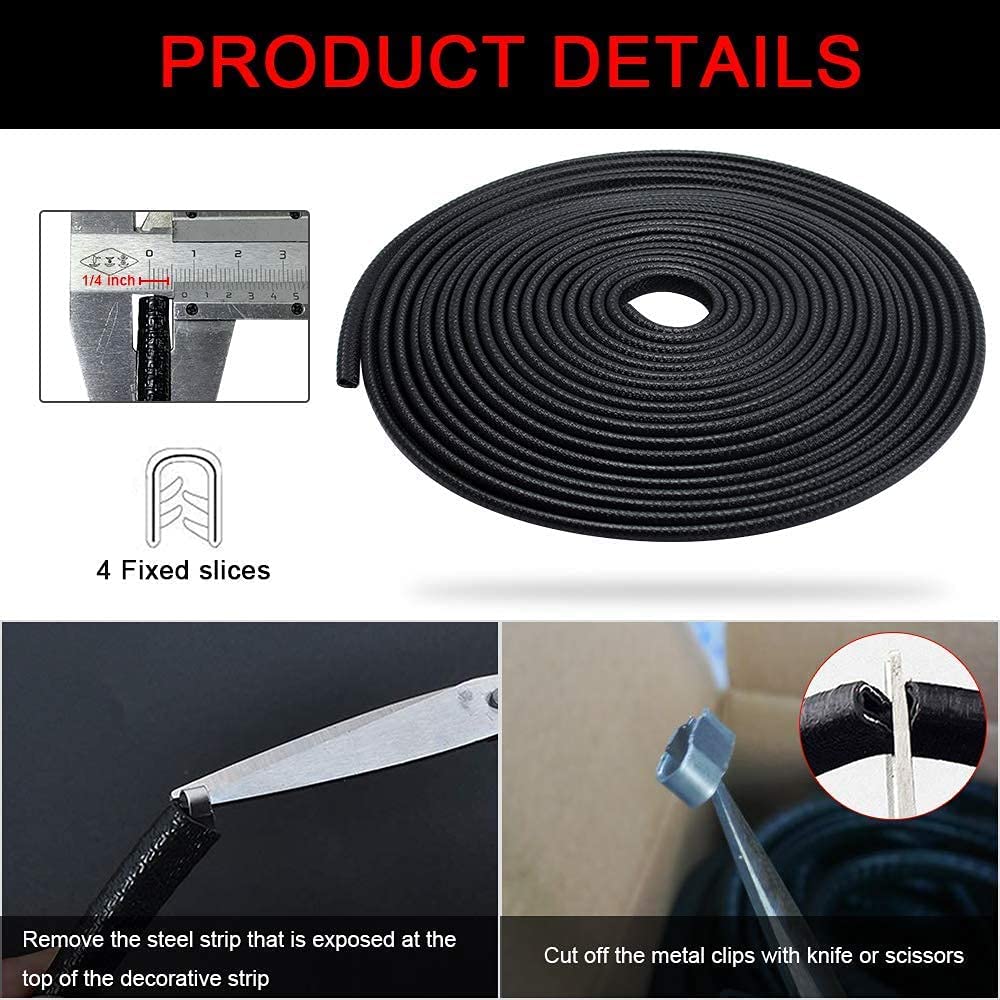 Winunite 32Ft (10M) Universal Car Door Edge Guards - U Shape Rubber Trim Protector for Vehicle Door Protection | Perfect for Parking Lots, Garages & Tight Spaces