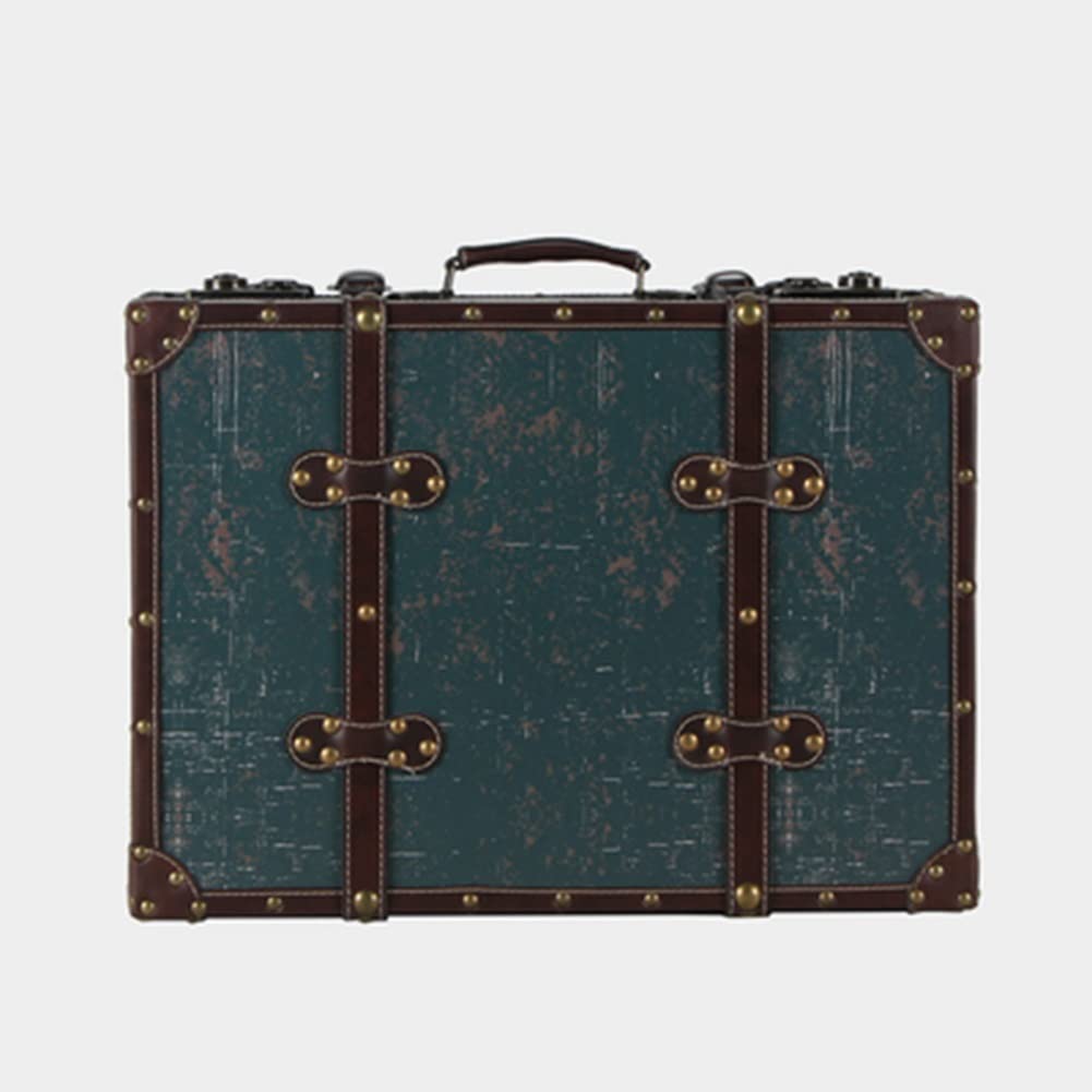 Vintage Suitcase with Lock - 42x30x14.5cm Waterproof Storage Box, Decorative Display Case for Travel, Home Decor & Treasure Keepsakes (Green) - Perfect for Vintage Themed Weddings, Photo Props & Antique Collectibles Storage