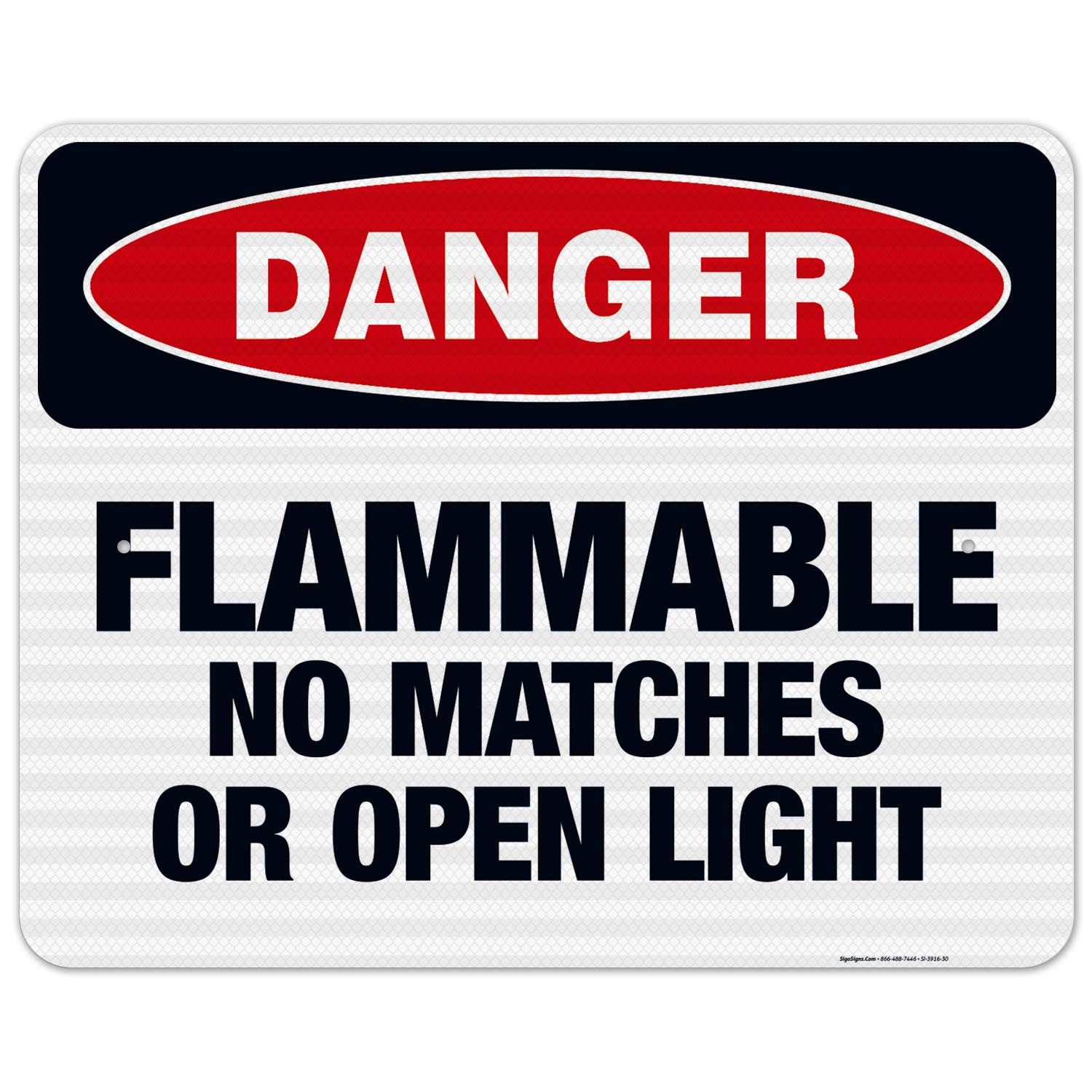 3M EGP Reflective Flammable No Matches or Open Light OSHA Danger Sign - 24x30 Inches, .080 Aluminum, Fade Resistant for Indoor/Outdoor Use - Made in USA - Ideal for Warehouses, Factories & Hazardous Areas
