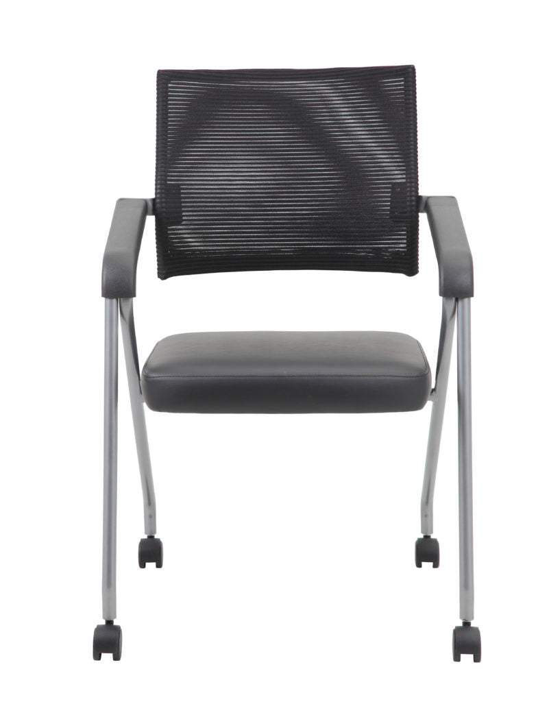 Premium Black Mesh Training Chairs with Pewter Frame - Set of 2 (B1806) | Ergonomic Office Chairs for Home & Professional Workspaces | Perfect for Conference Rooms, Training Centers & Workstations