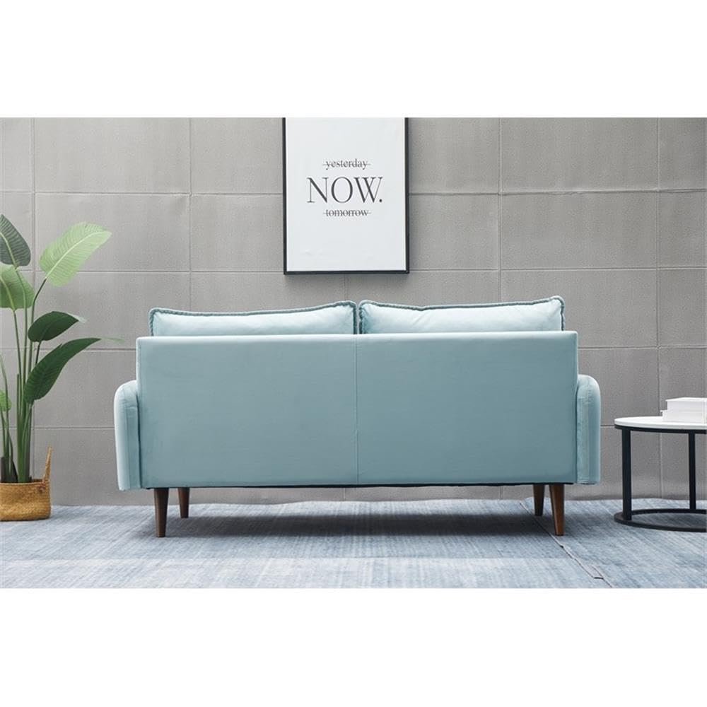 Hambrok Velvet Living Room Sofa in Light Grayish Cyan - Modern Comfortable Couch for Small Spaces, Apartments & Cozy Home Decor | Perfect for Lounging, Entertaining & Relaxing