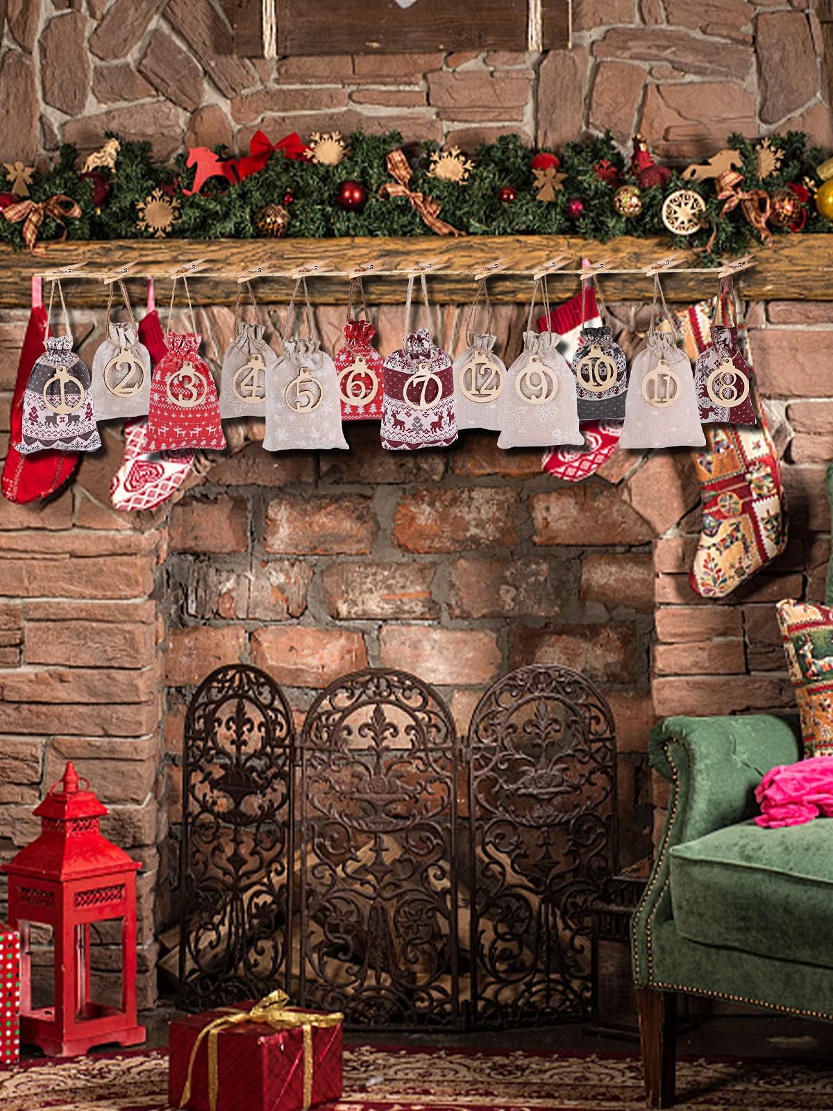 24 Days Christmas Advent Calendar Bags - Burlap Drawstring Gift Bags for Kids & Adults | DIY Holiday Candy Bags, Xmas Countdown Decorations - Perfect for Home, Party & Festive Gift Giving