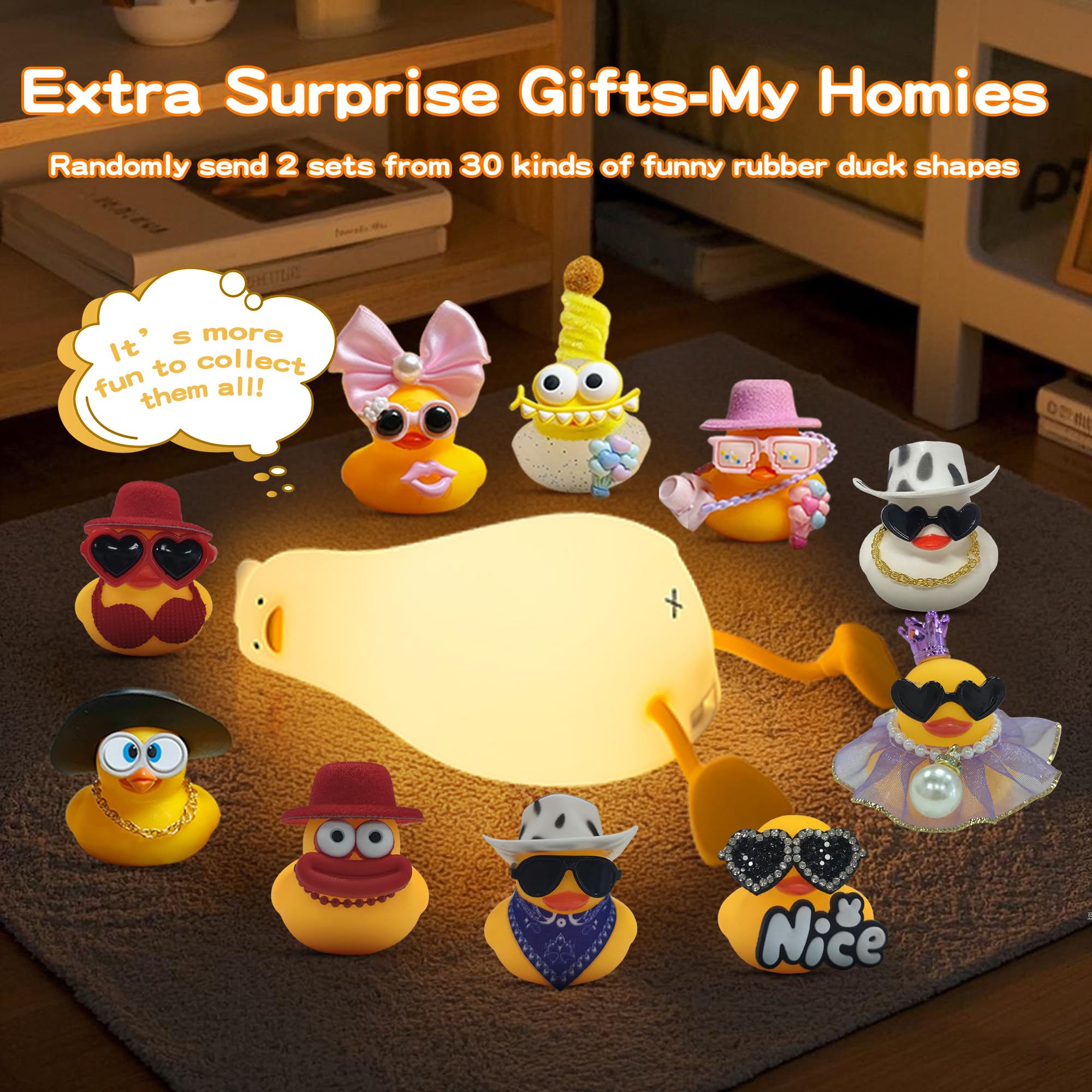 Cute Rechargeable Duck Night Light - Dimmable Silicone Touch Lamp for Nursery, Kids Room & Breastfeeding | Portable Squishy Animal Nightlight for Adults & Baby Decor
