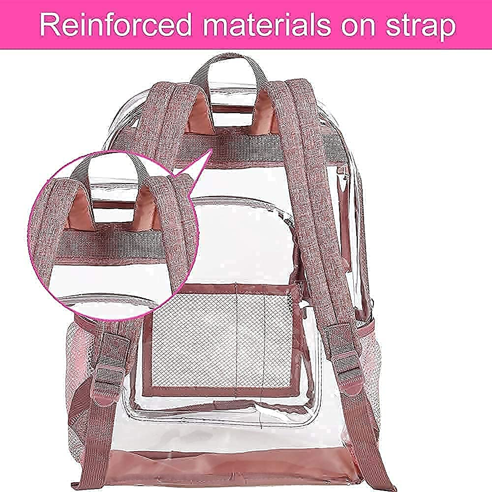 GXTVO Clear Backpack - Stylish Purple & Pink Transparent School Backpack for Women & Teens - Perfect for School, Travel, Concerts and Stadium Events