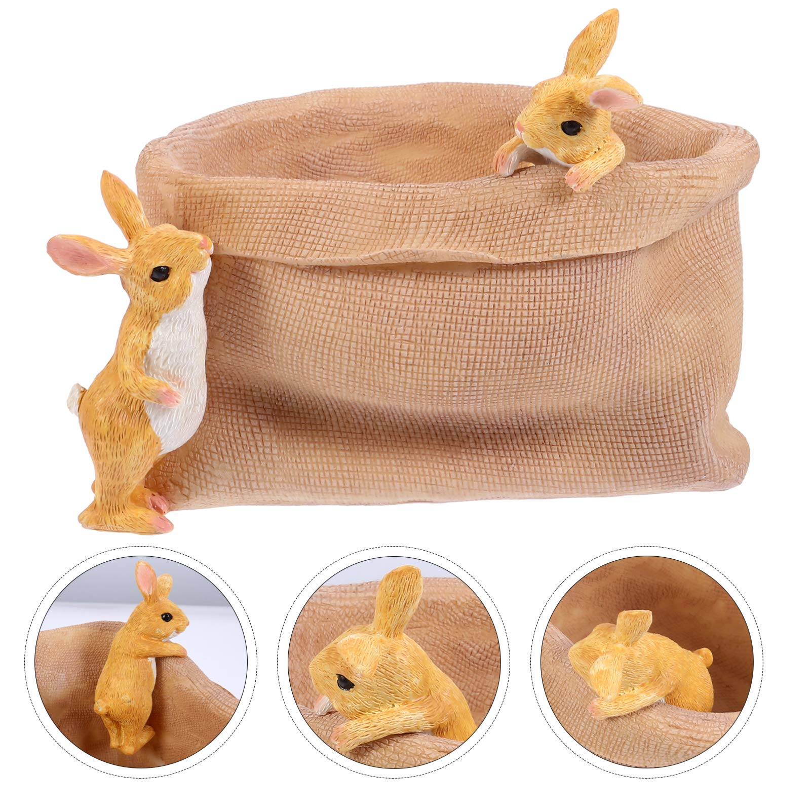 DOITOOL Resin Bunny Sack Flower Pot - Cute Succulent Planter with Idyllic Design, Home Decor Plant Container for Indoor/Outdoor Use - Perfect for Windowsill, Garden, Office Desk & Gift Giving