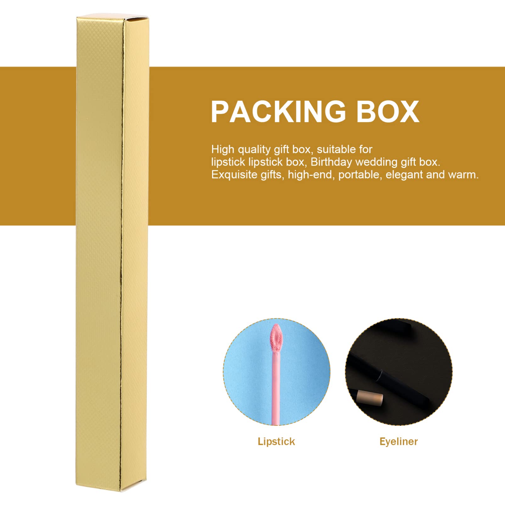 FRCOLOR 50pcs Gold Lipstick Storage Box - DIY Lipstick Organizer Case with Secure Wrapping for Travel, Makeup Vanity & Gift Packaging
